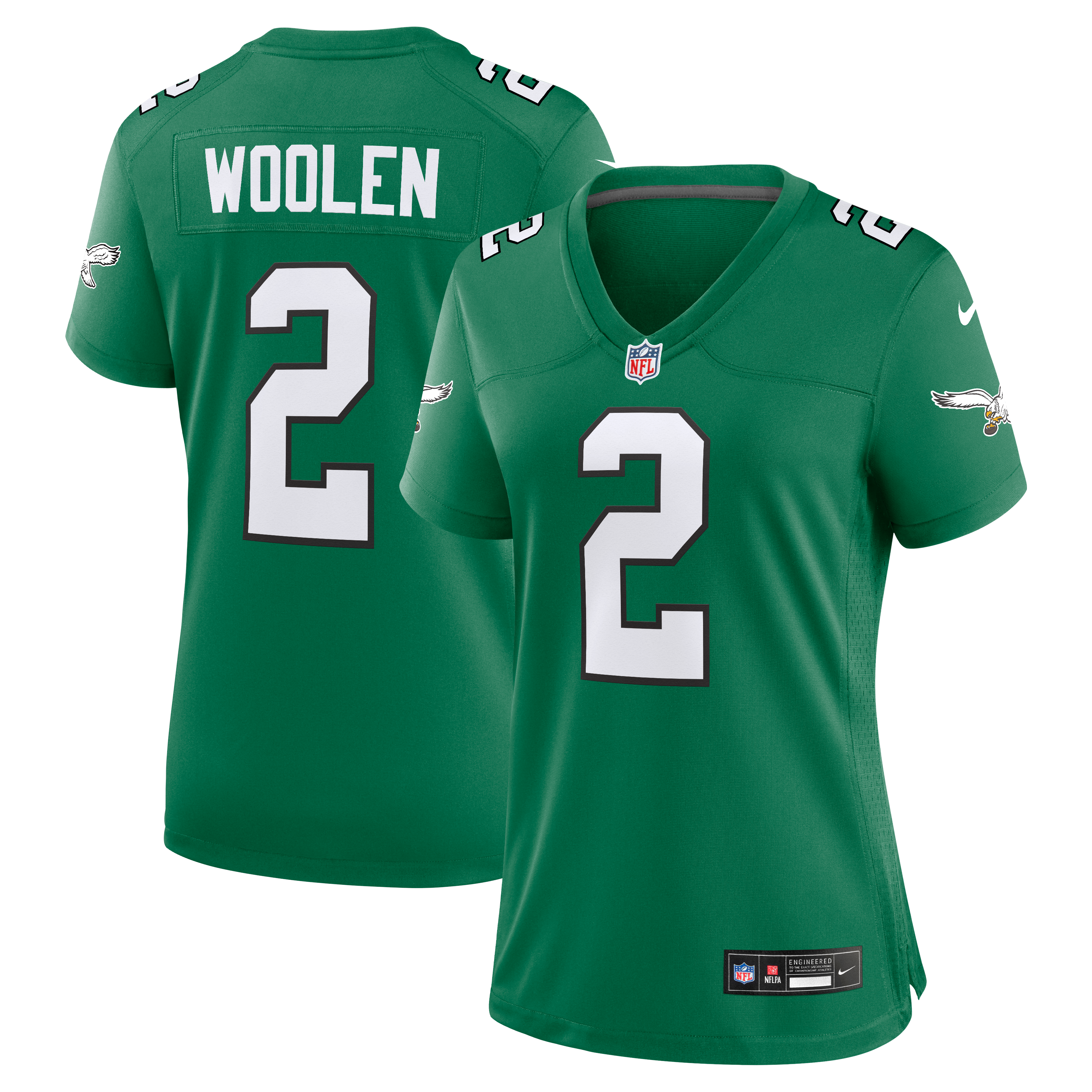 Tariq Woolen Philadelphia Eagles Game Jersey Kelly Green NFL Football Fan Wear Tariq Woolen