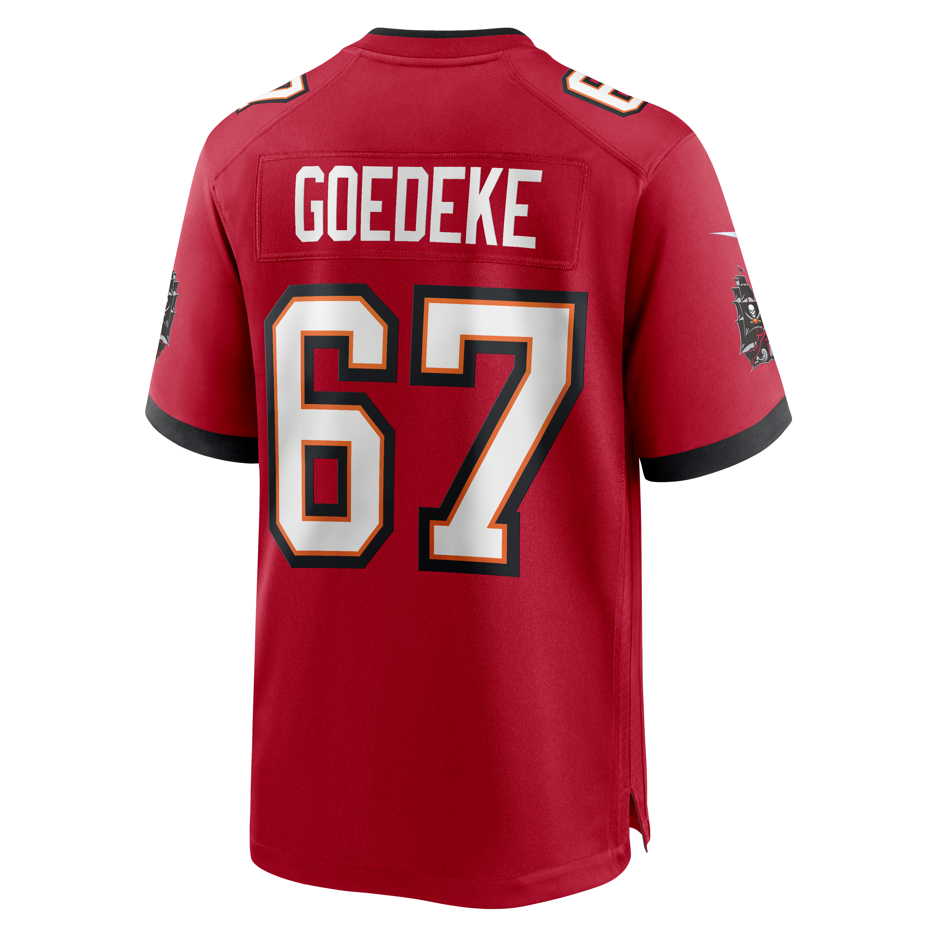 Luke Goedeke Tampa Bay Buccaneers Player Jersey Red NFL Football Fan Wear