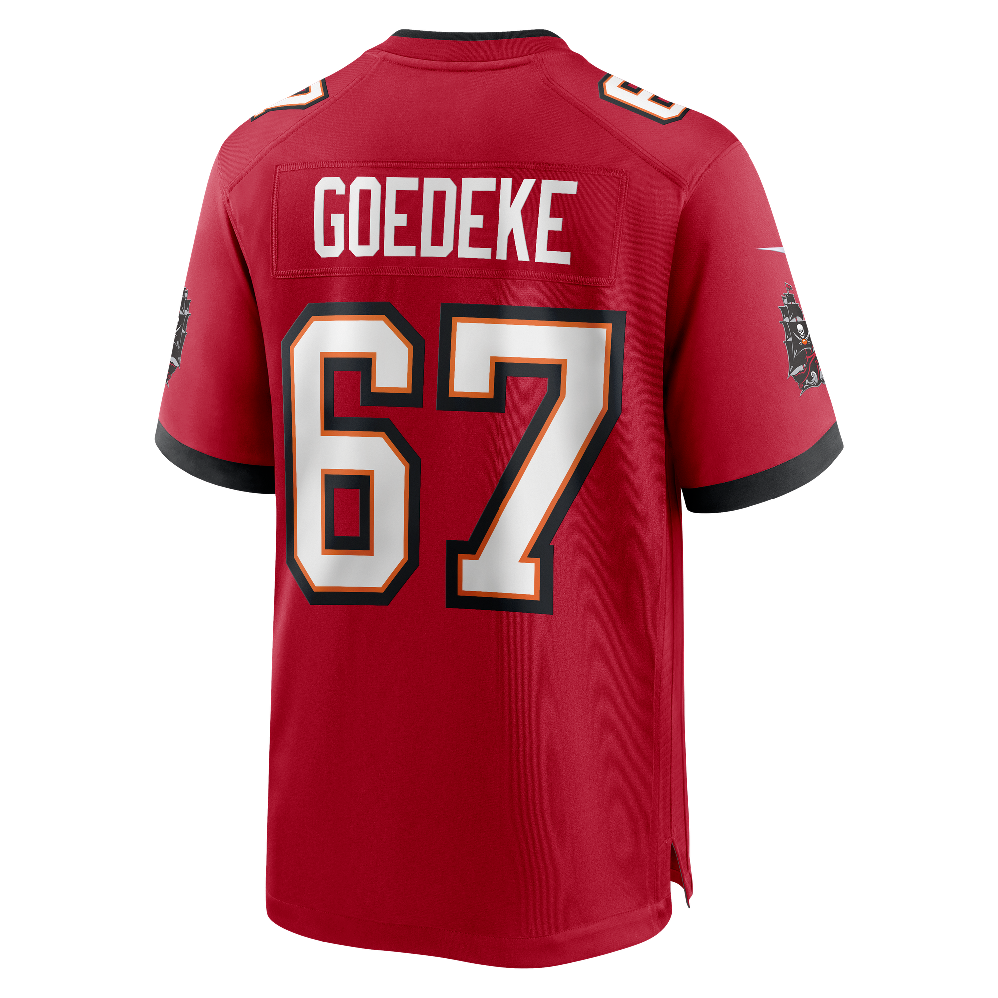 Luke Goedeke Tampa Bay Buccaneers Player Jersey Red NFL Football Fan Wear