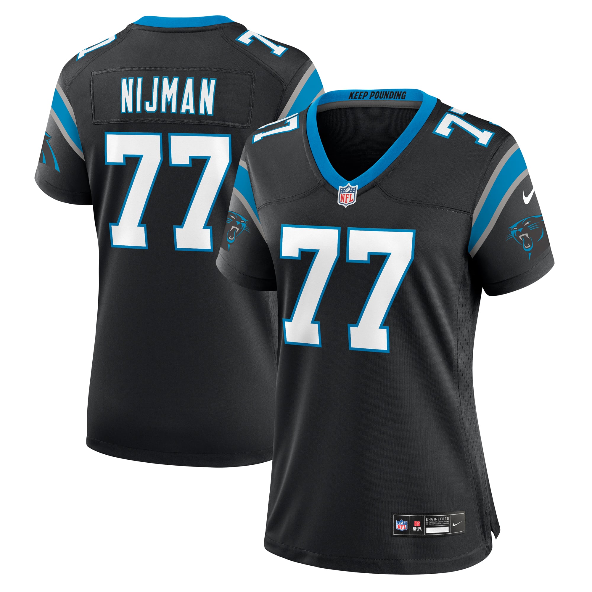 Yosh Nijman Carolina Panthers Game Jersey Black NFL Football Fan Wear