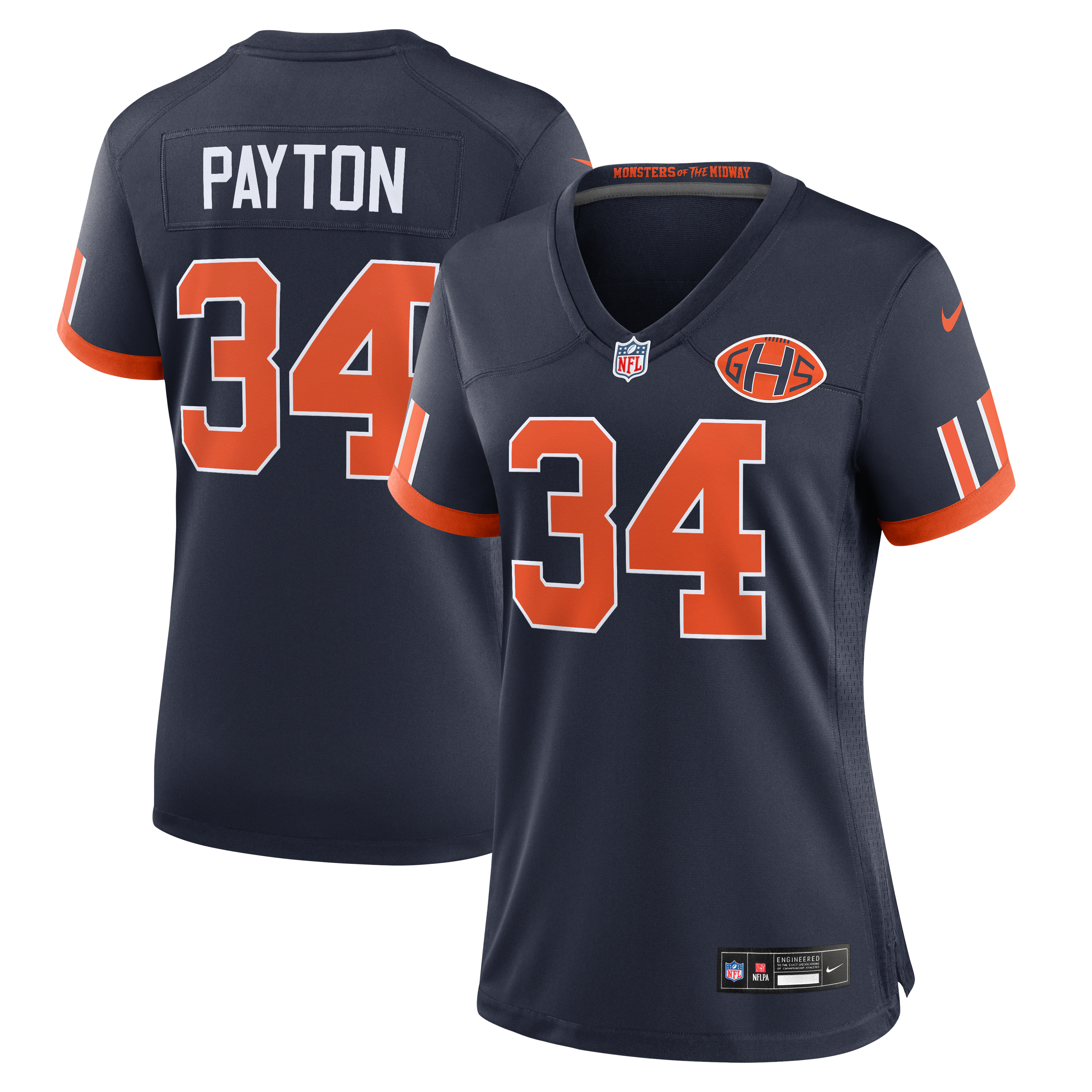 Retired Walter Payton Chicago Bears Legacy Jersey Navy NFL Football Fan Wear Retired Walter Payton