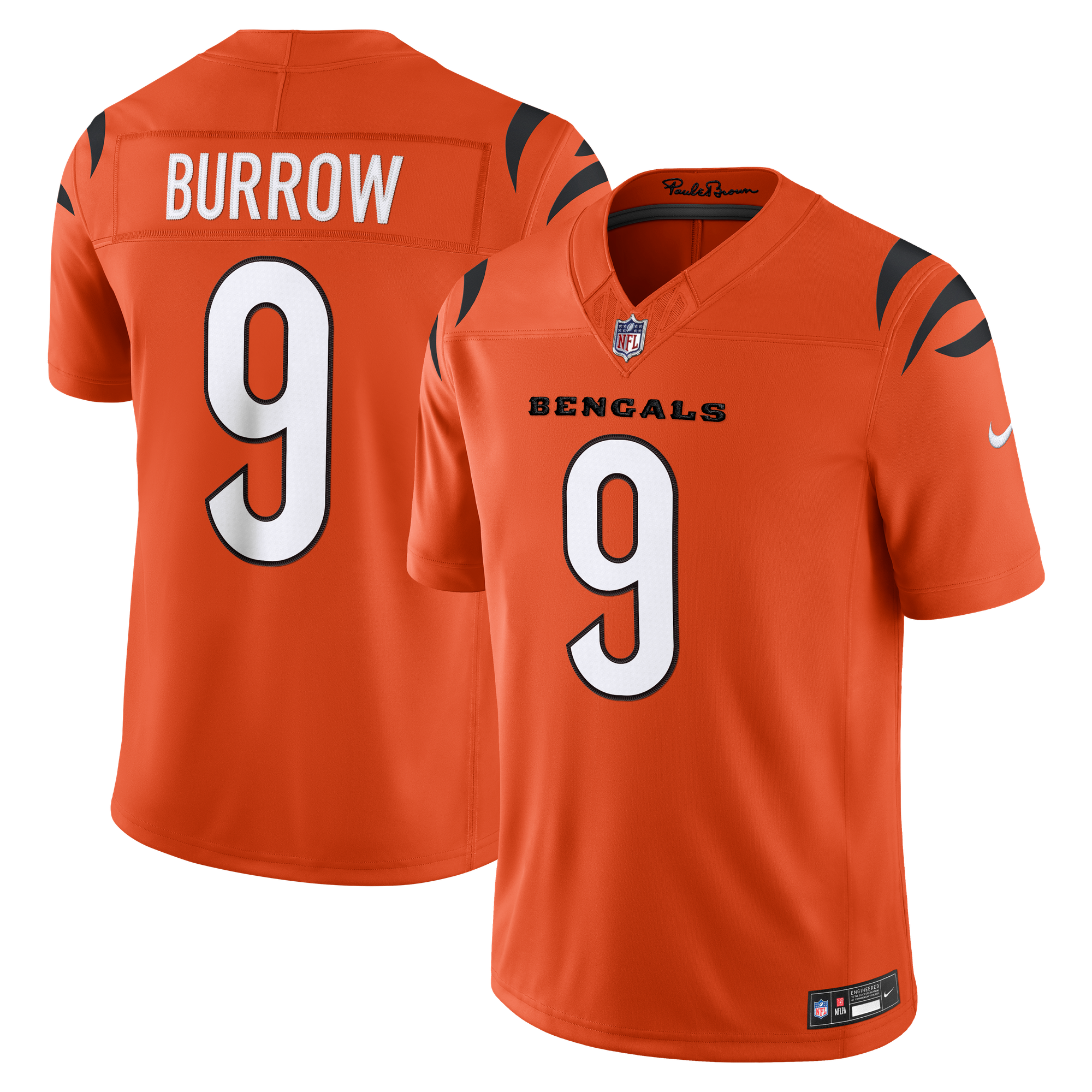 Joe Burrow Cincinnati Bengals Alternate Jersey No.9 Orange NFL Football Fan Wear