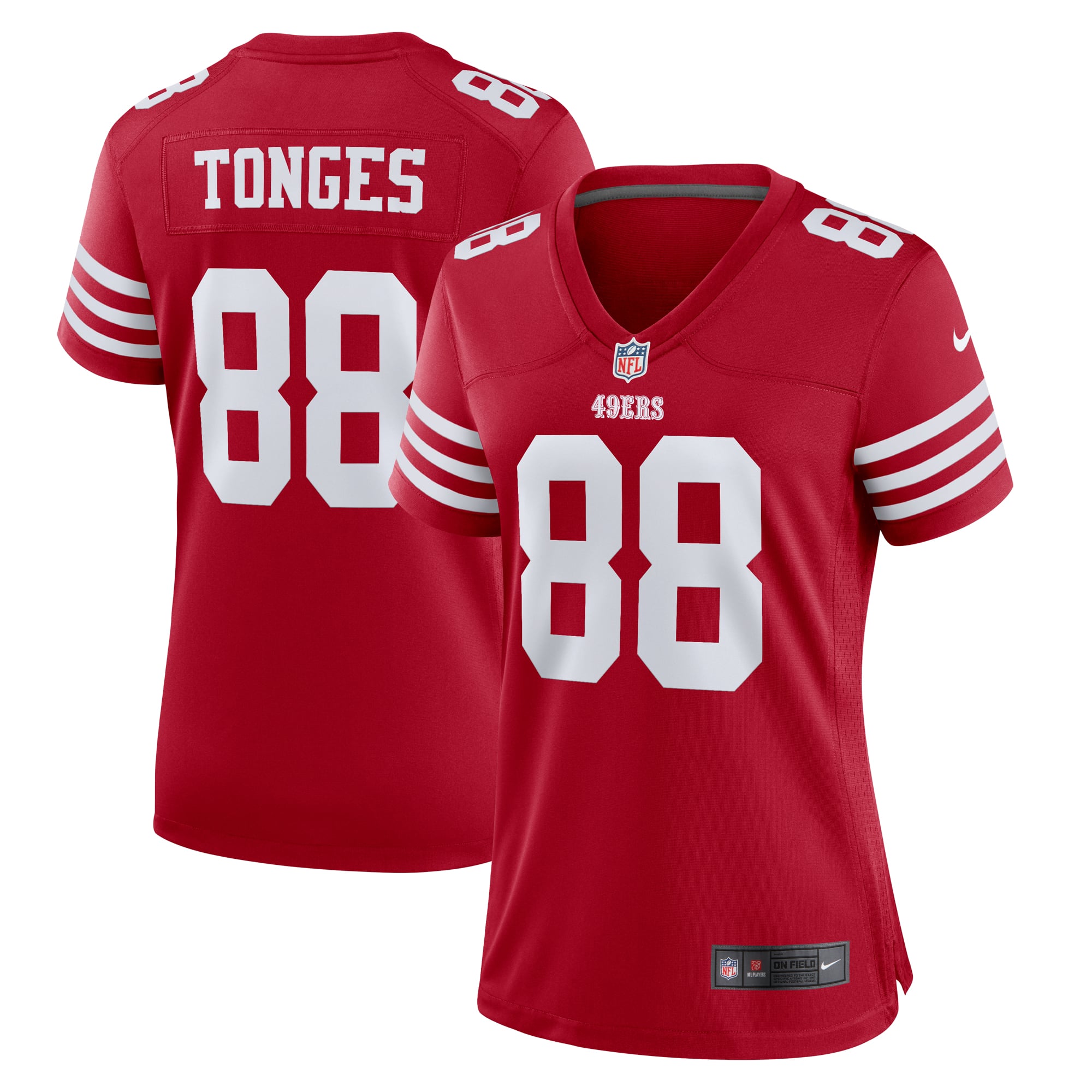 Jake Tonges San Francisco 49ers Game Jersey Scarlet NFL Football Fan Wear Jake Tonges