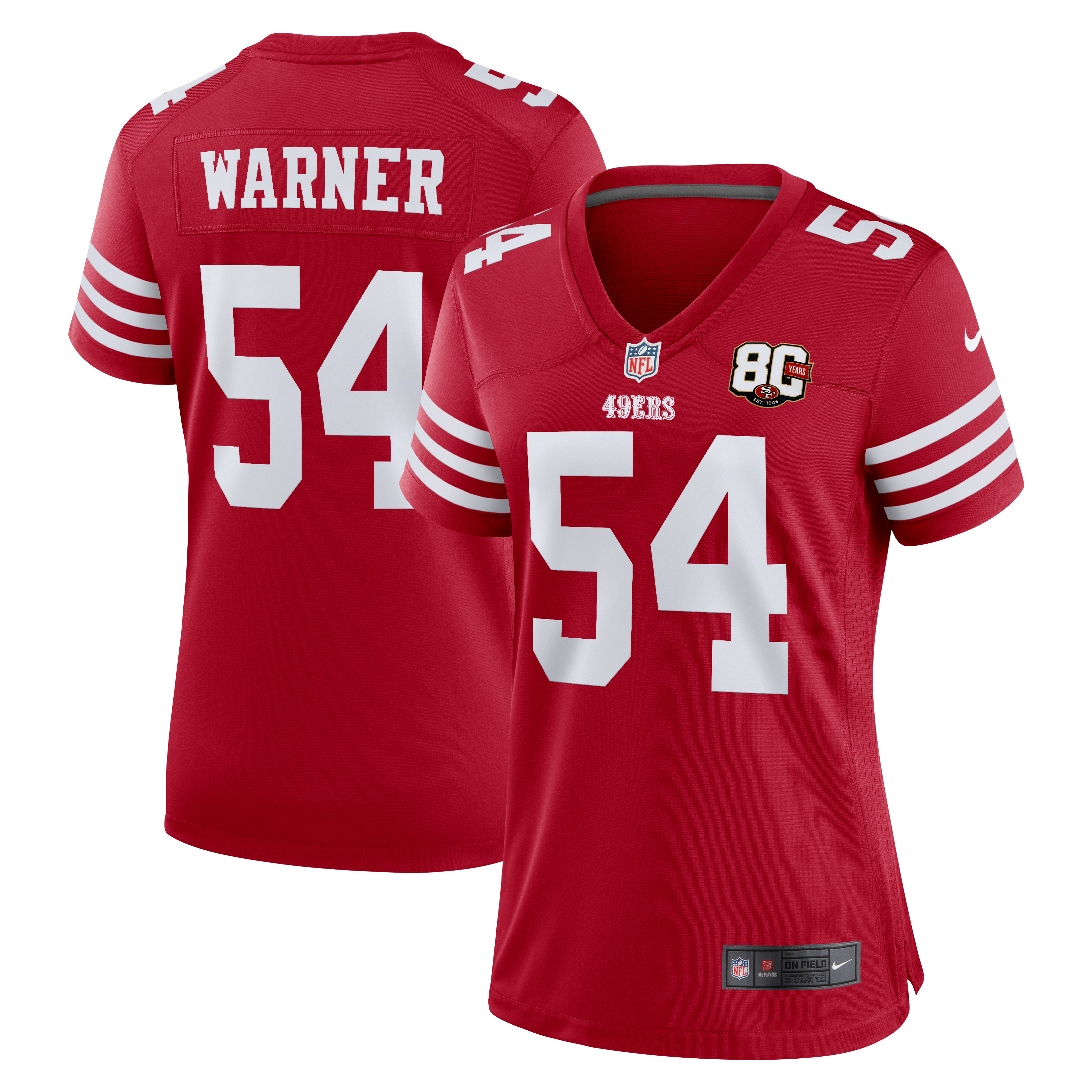 Fred Warner San Francisco 49ers Game Jersey Scarlet NFL Football Fan Wear Fred Warner