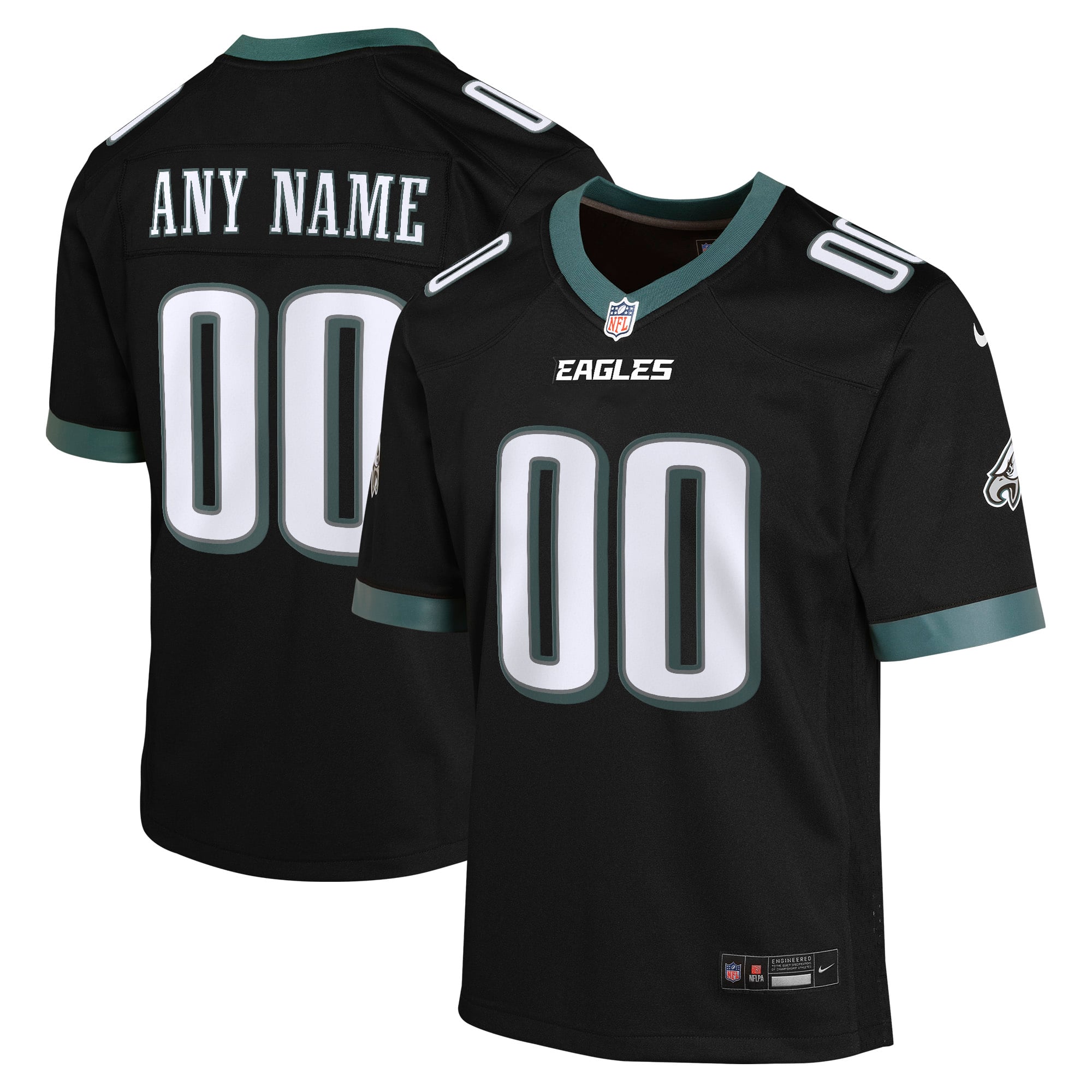 Philadelphia Eagles Game Jersey Black NFL Football Fan Wear Custom Number