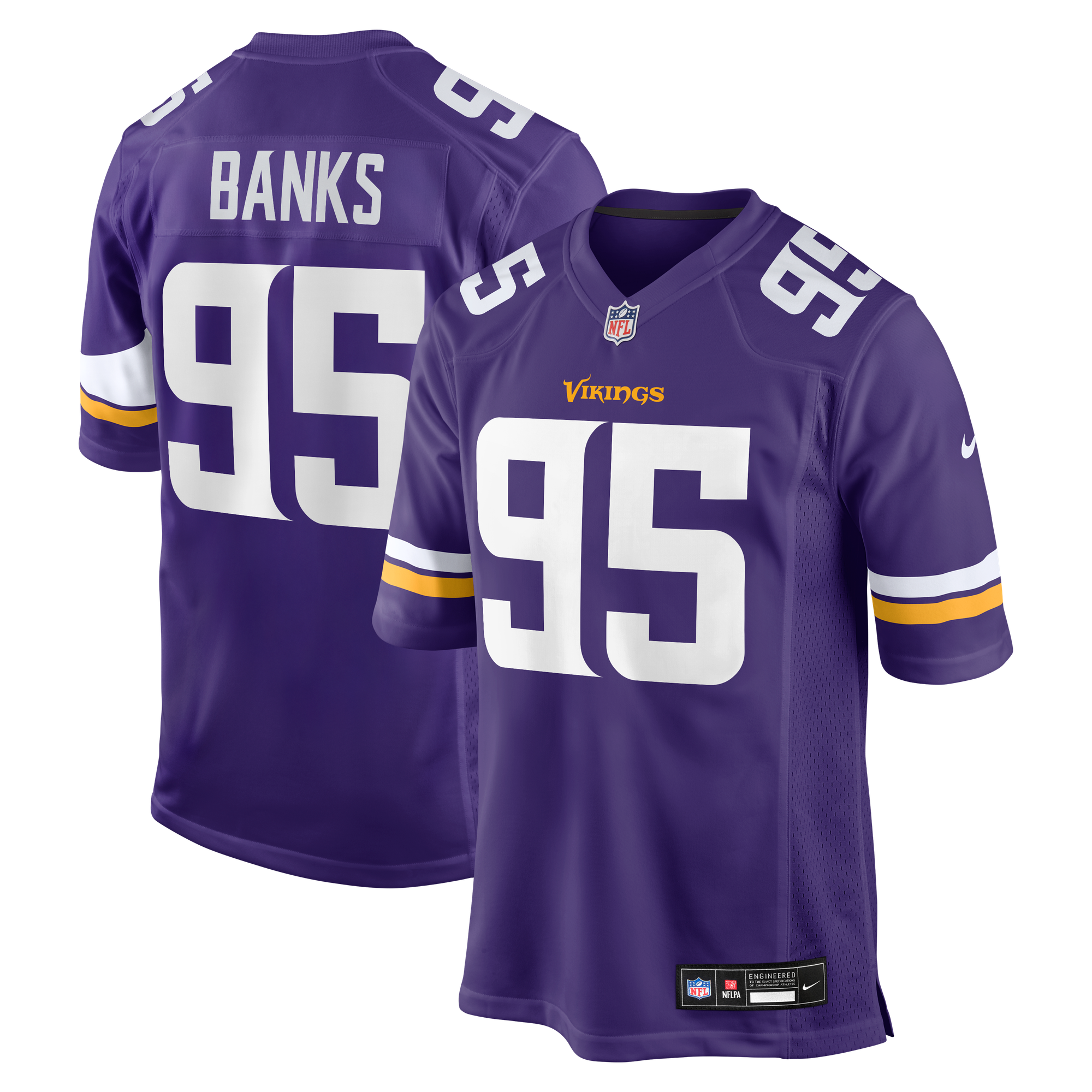 Caleb Banks Round Minnesota Vikings Game Jersey No.18 Purple NFL Football Fan Wear