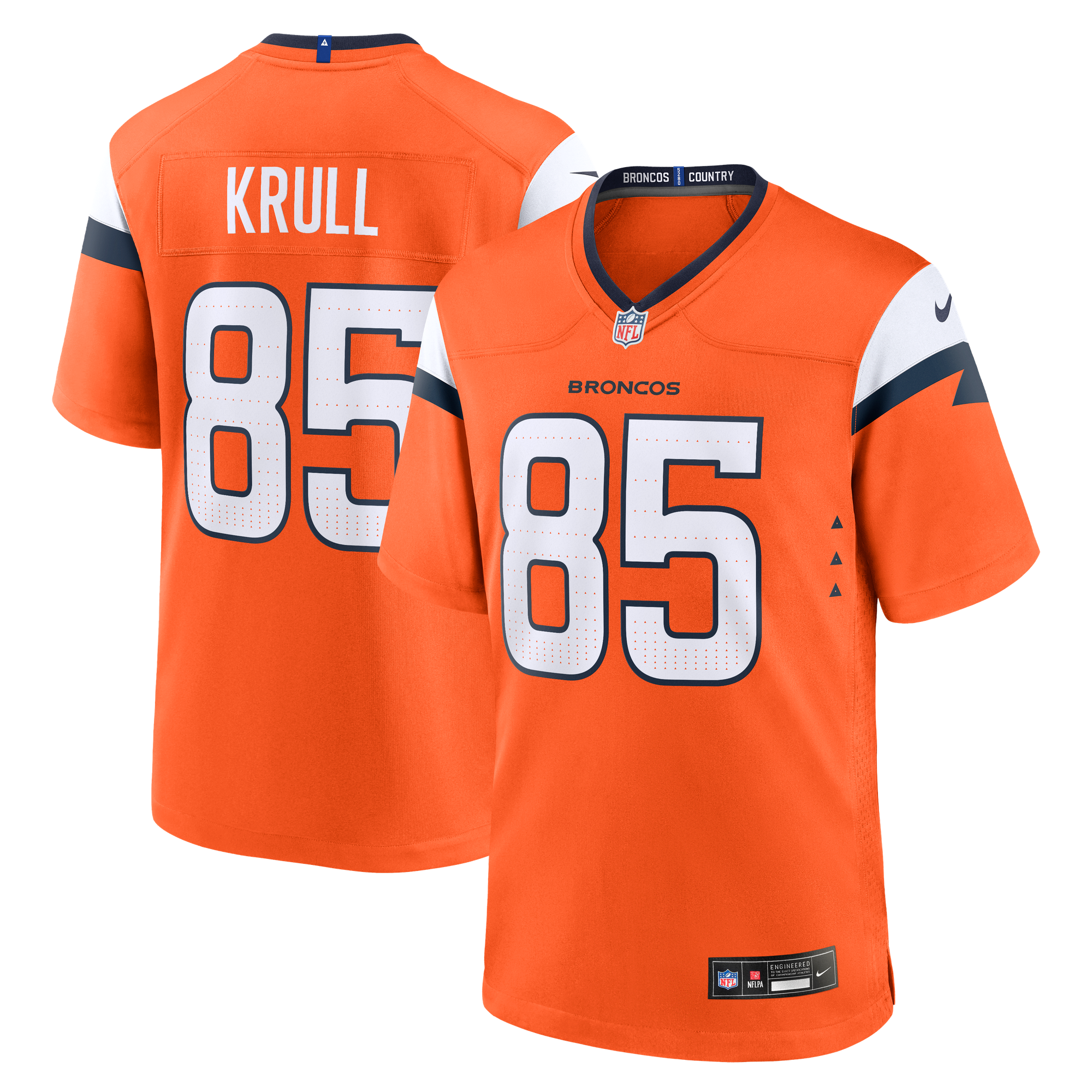 Lucas Krull Denver Broncos Game Jersey Orange NFL Football Fan Wear
