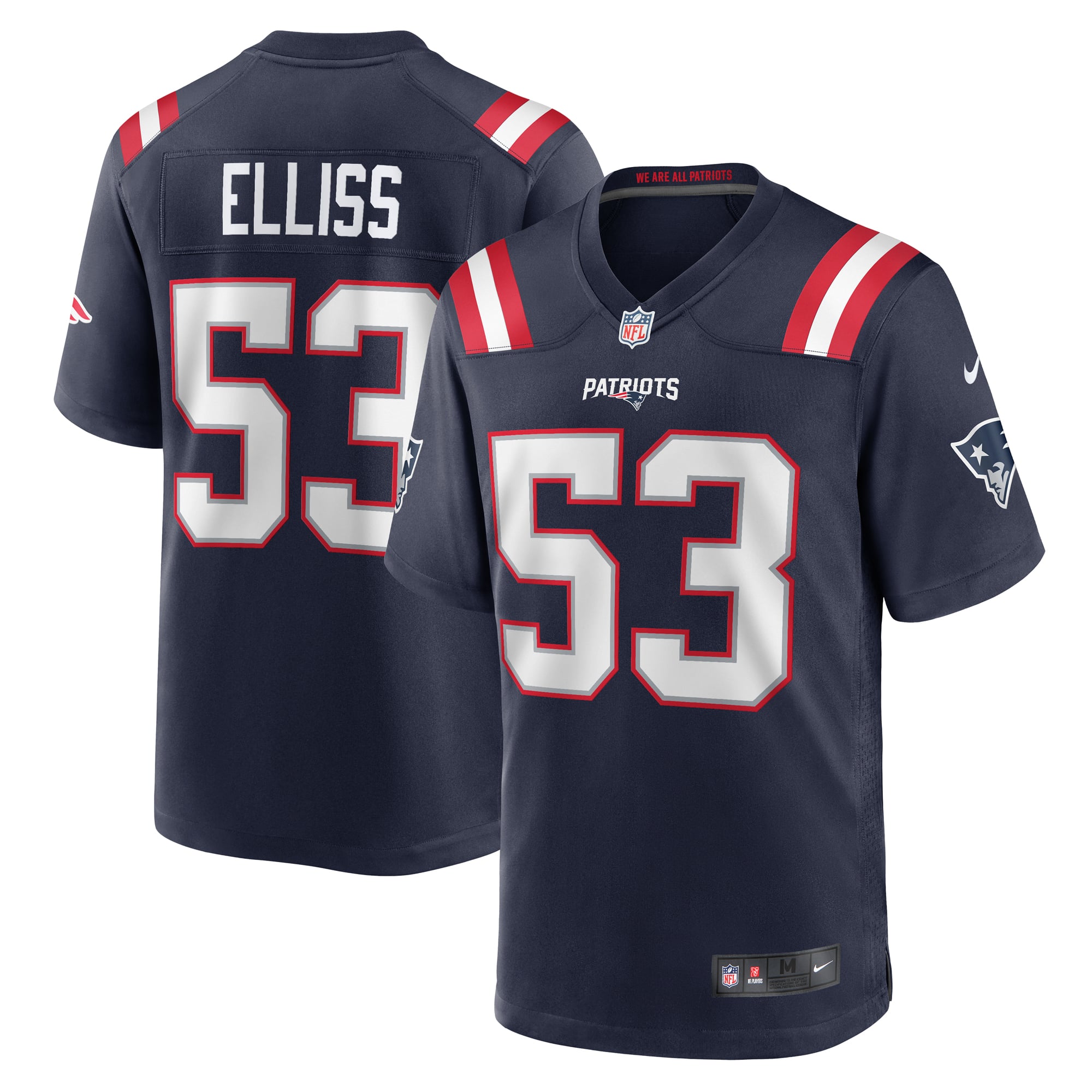 Christian Elliss New England Patriots Game Jersey Navy NFL Football Fan Wear