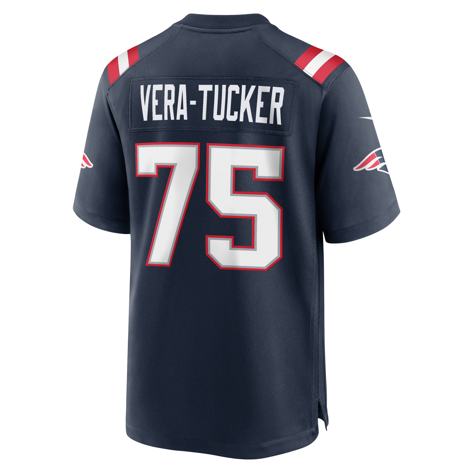 Alijah Vera-Tucker New England Patriots Game Jersey Navy NFL Football Fan Wear