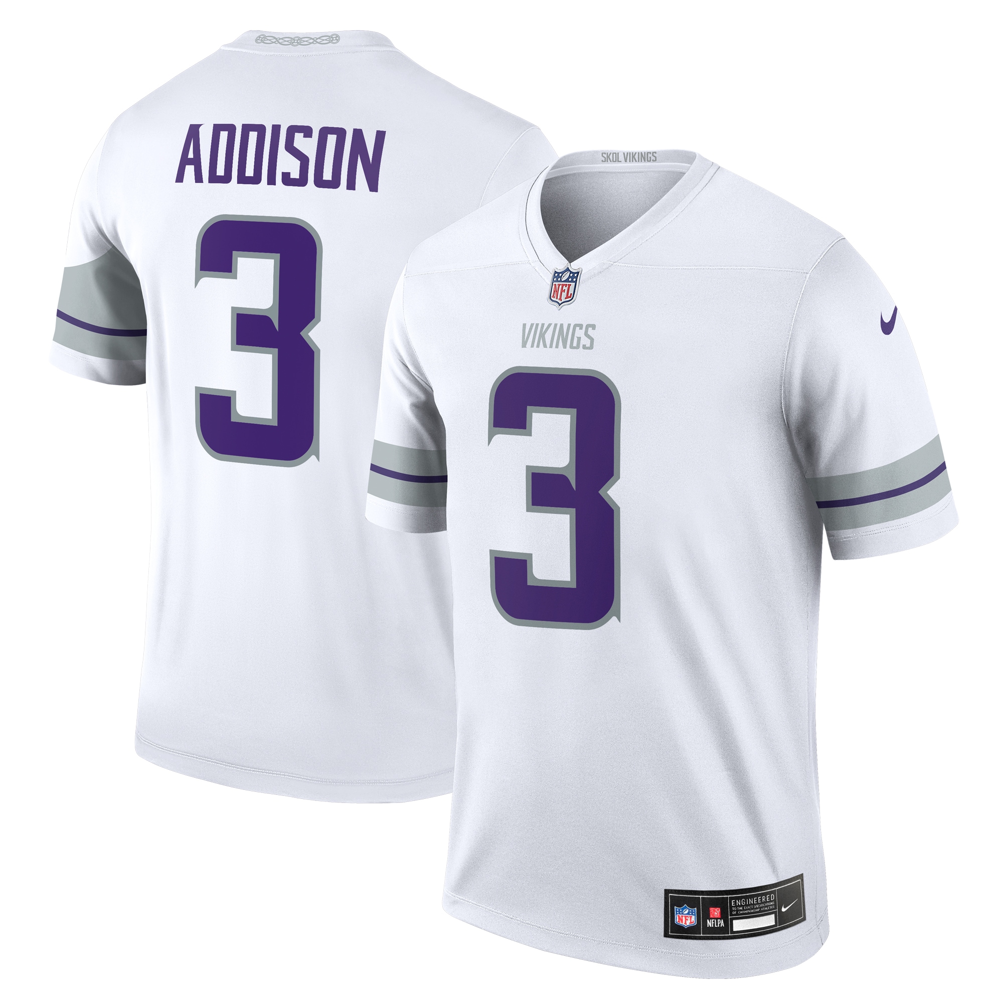 Jordan Addison Performance Minnesota Vikings Player Jersey White NFL Football Fan Wear Jordan Addison Performance