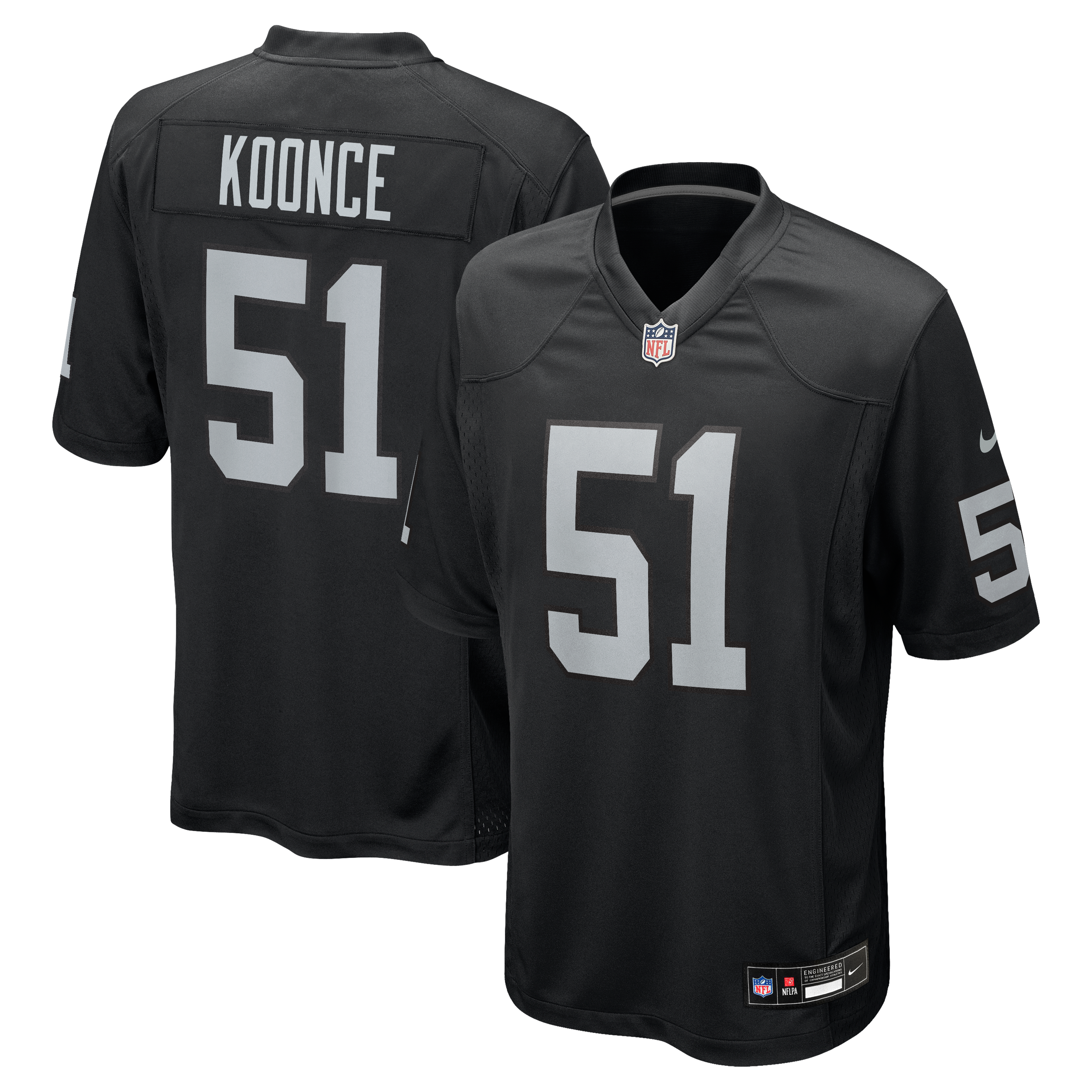 Malcolm Koonce Las Vegas Raiders Game Jersey Black NFL Football Fan Wear Malcolm Koonce