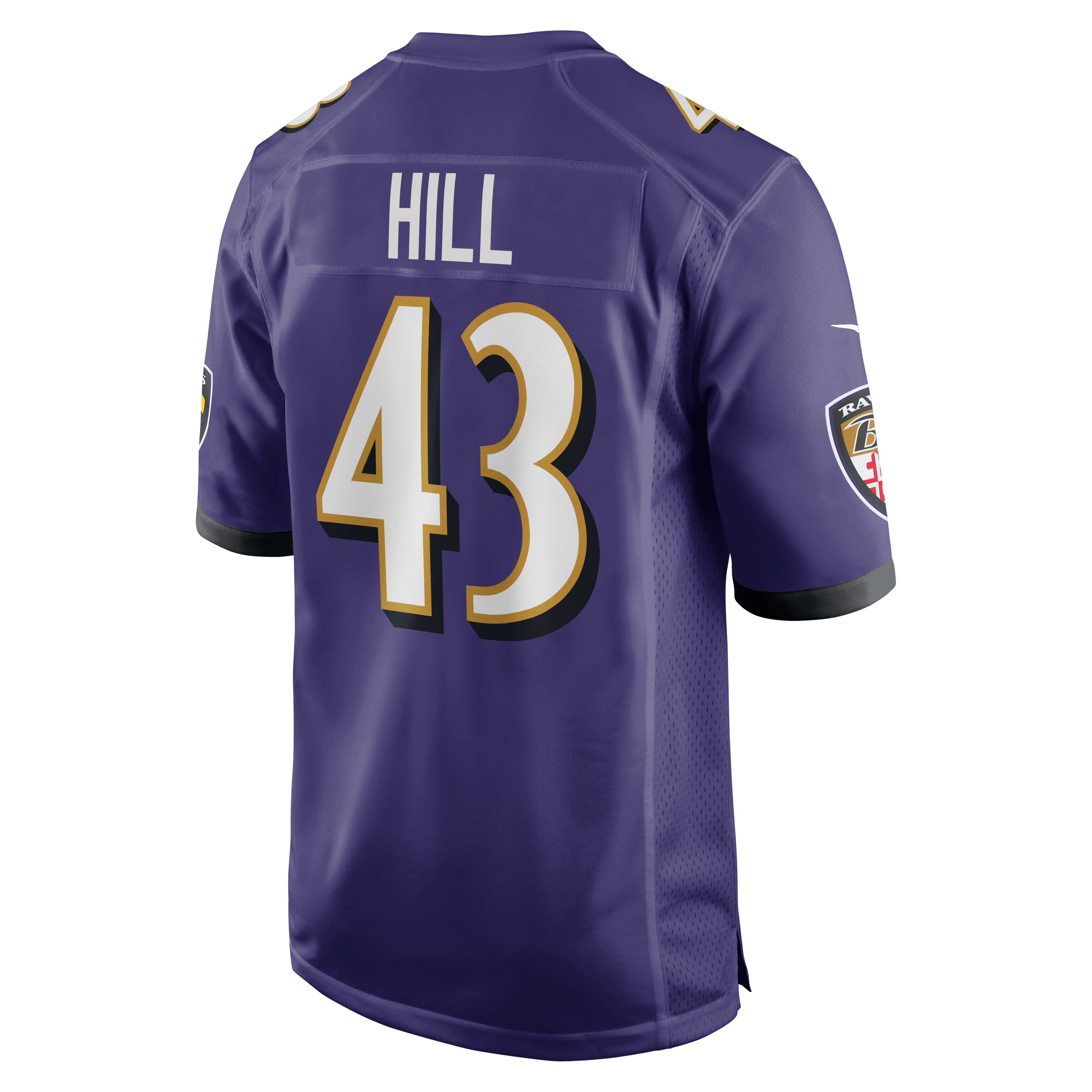 Justice Hill Baltimore Ravens Game Jersey Purple NFL Football Fan Wear Justice Hill