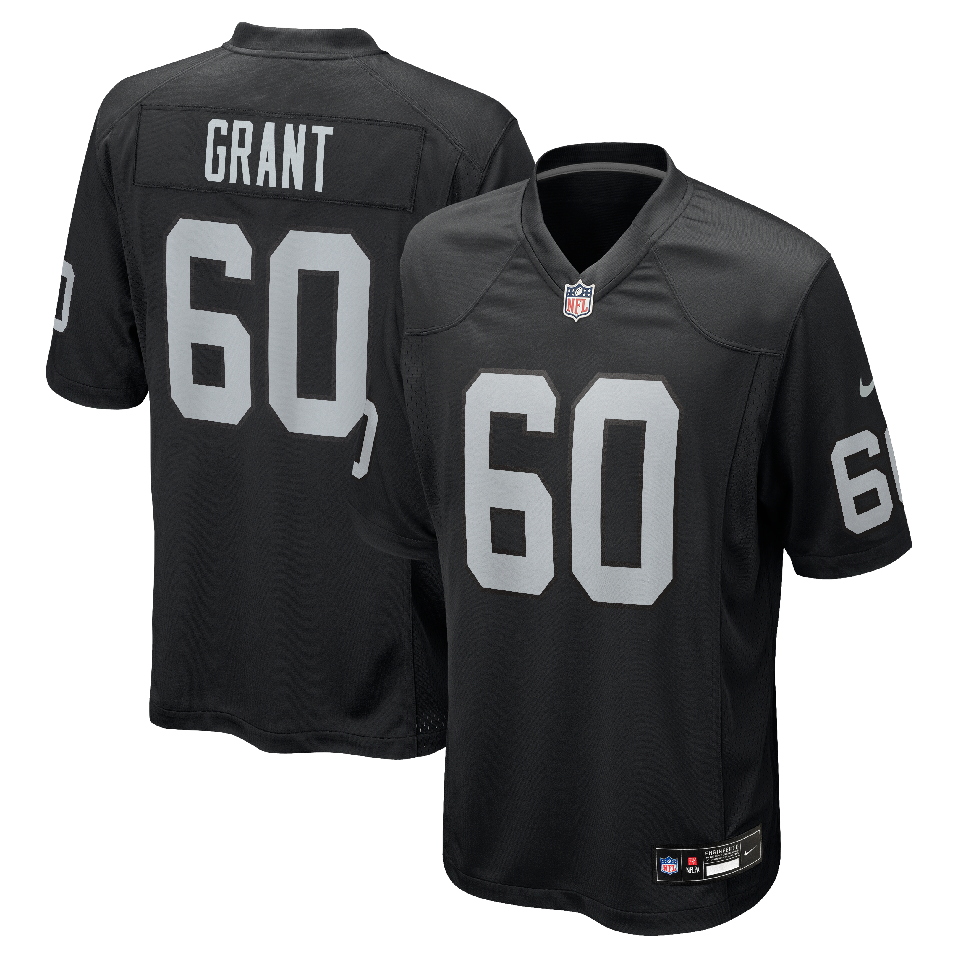 Charles Grant Las Vegas Raiders Game Jersey Black NFL Football Fan Wear