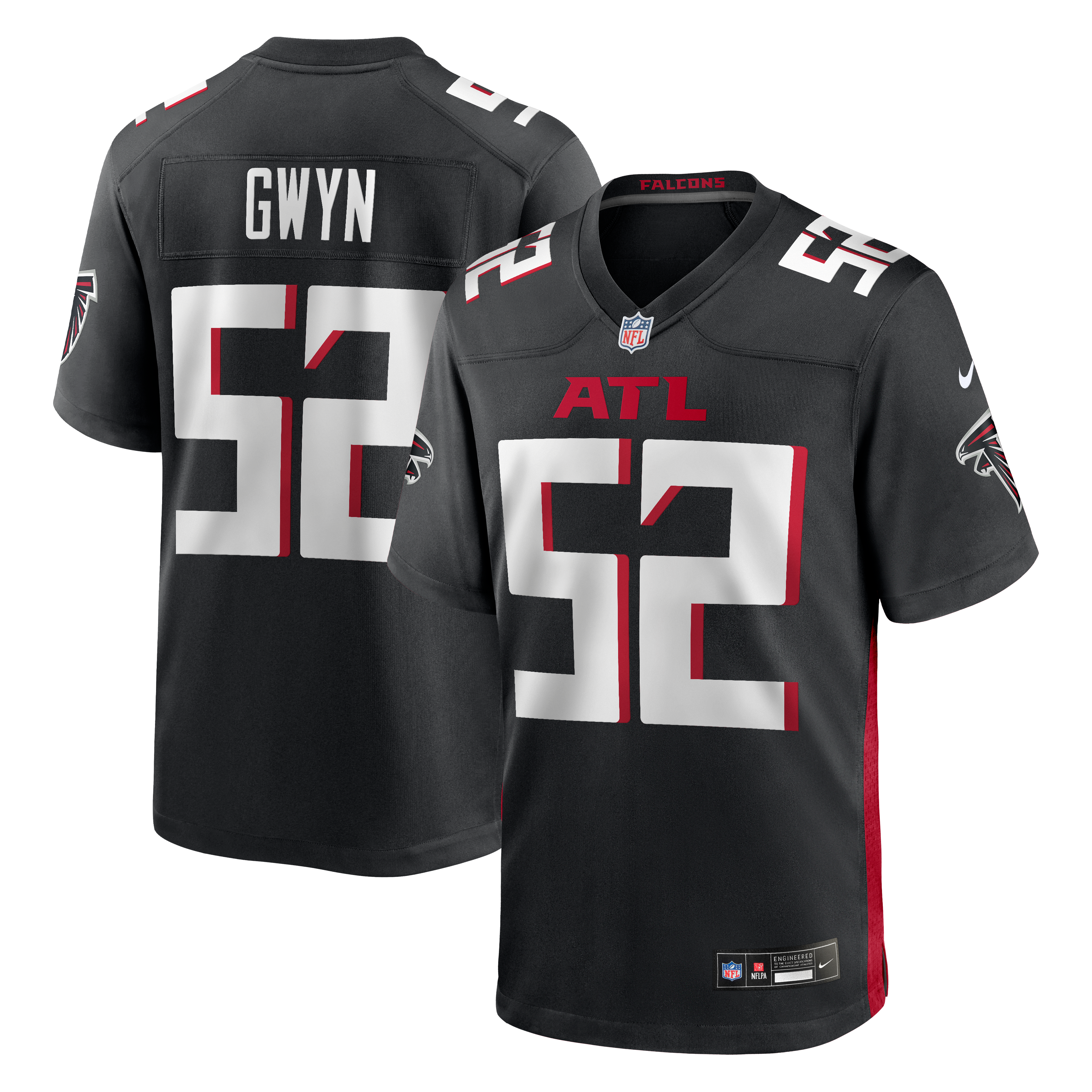 Jovaughn Gwyn Atlanta Falcons Game Jersey Black NFL Football Fan Wear