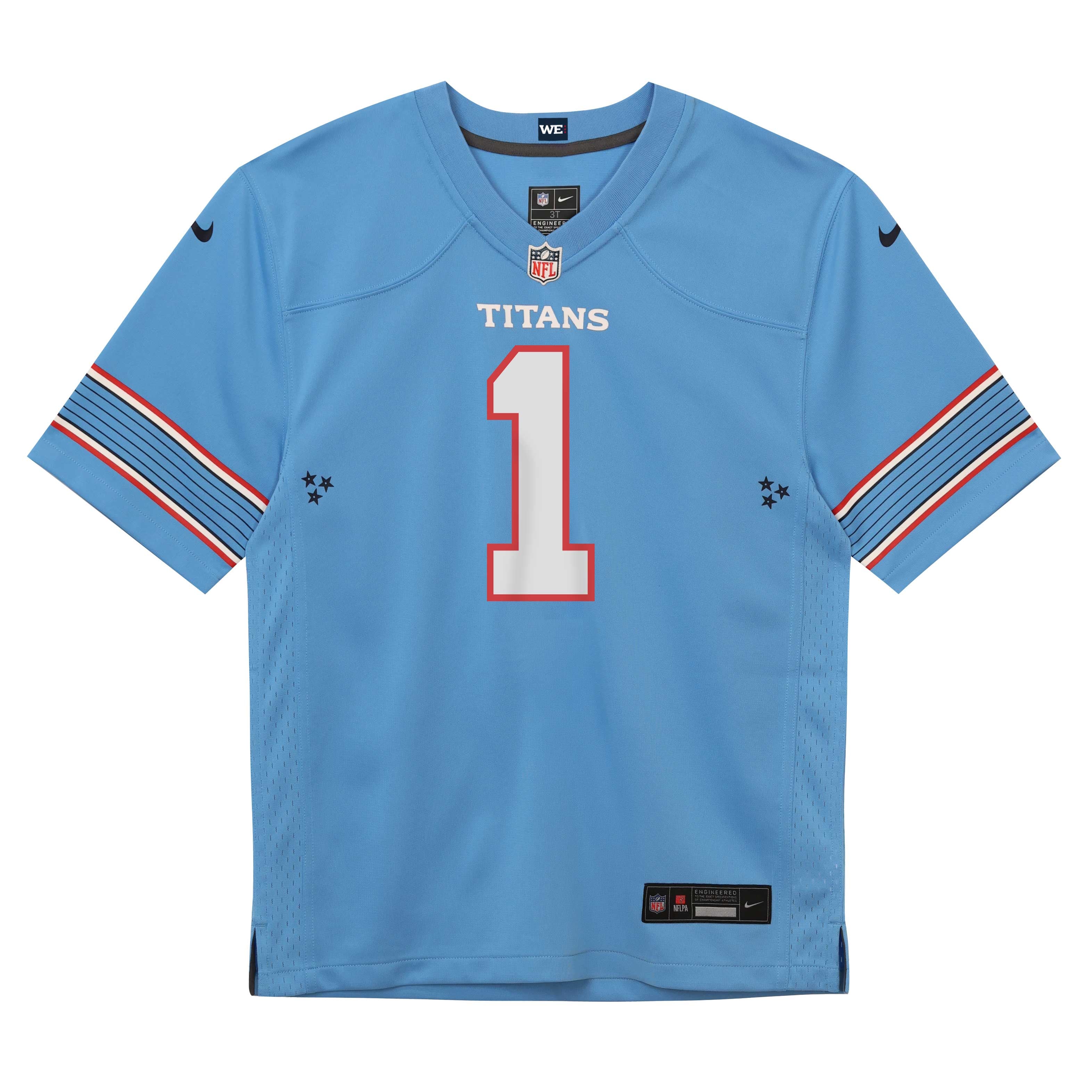 Cameron Ward Round Tennessee Titans Game Jersey Light Blue NFL Football Fan Wear Cameron Ward Round