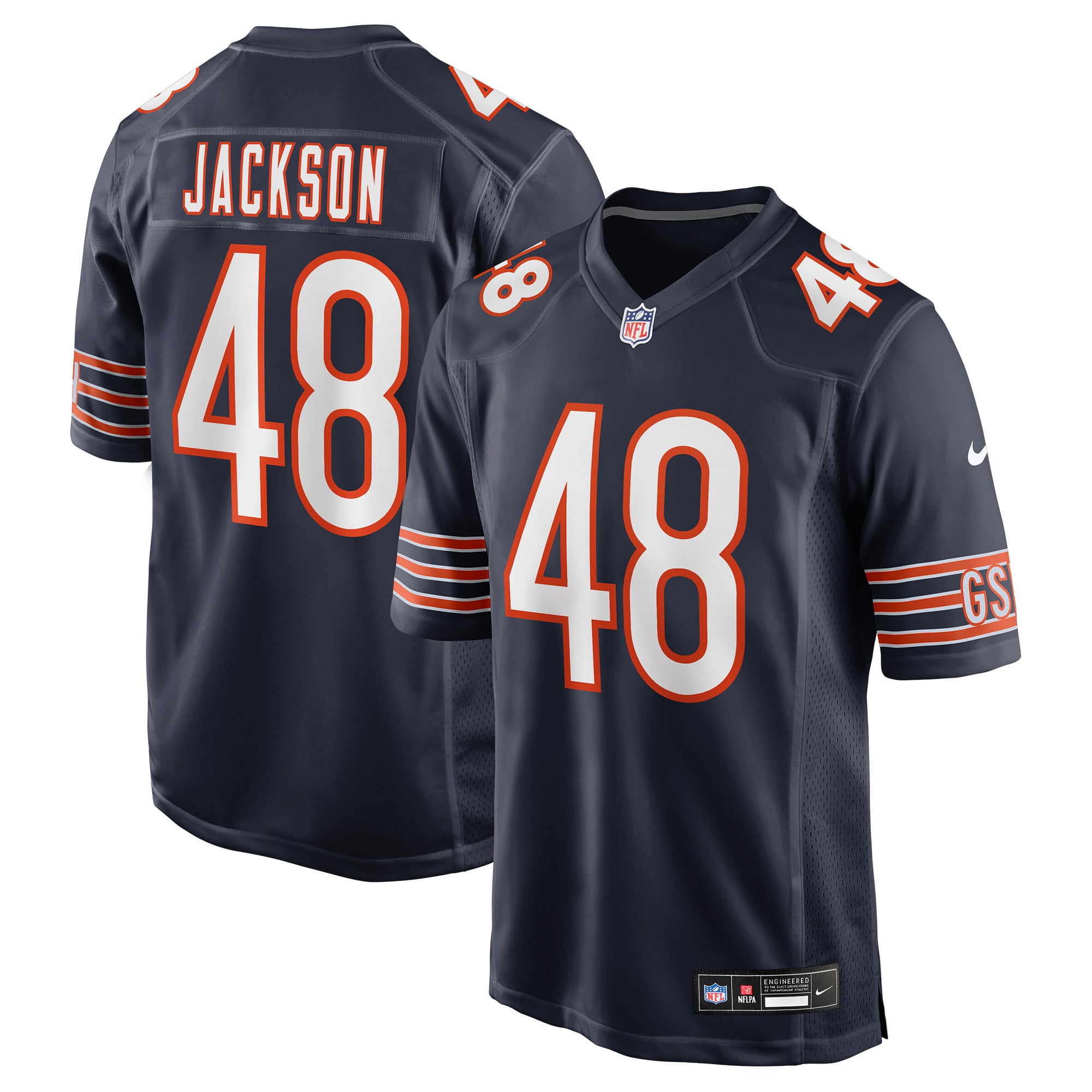 DMarco Jackson Chicago Bears Game Jersey Navy NFL Football Fan Wear DMarco Jackson