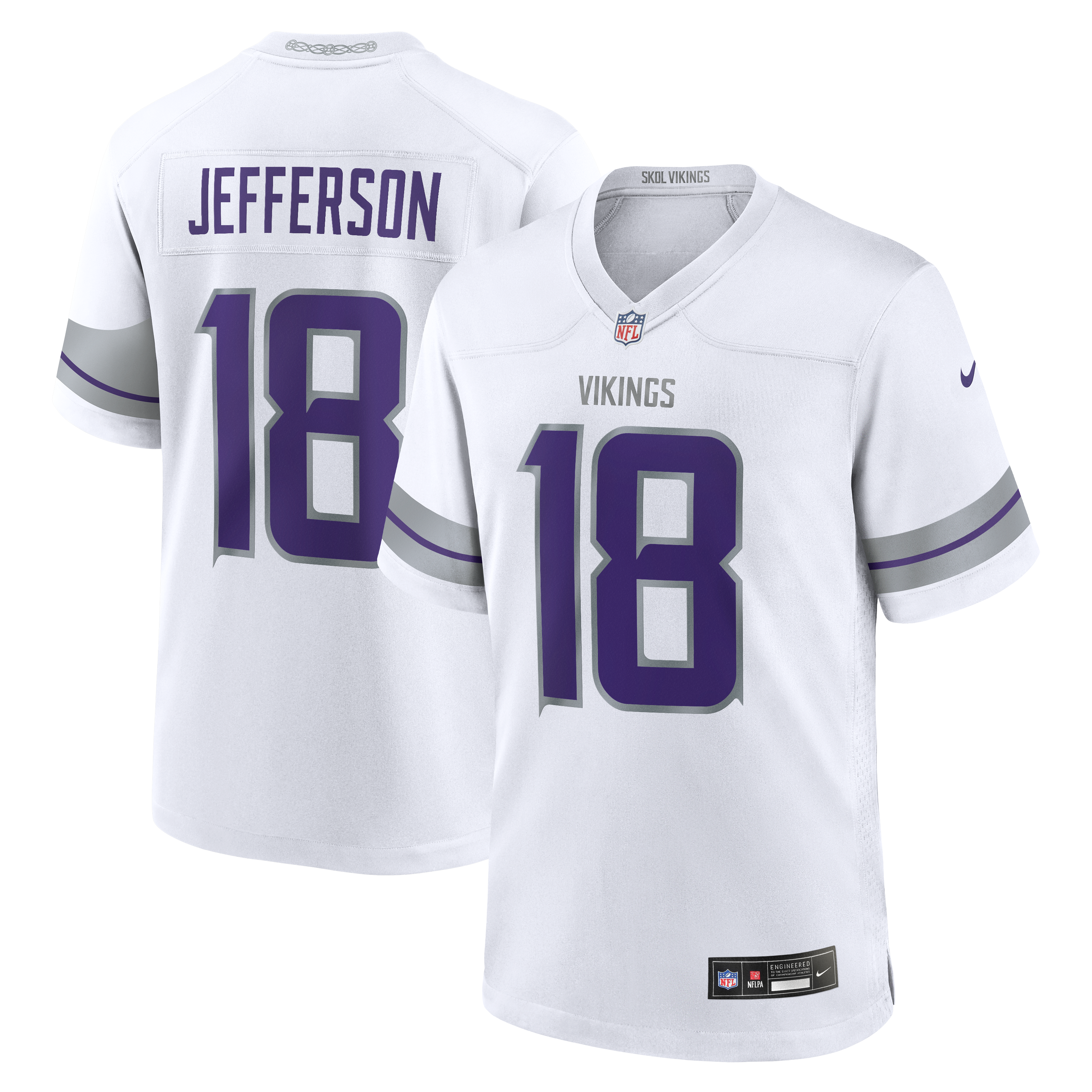 Justin Jefferson Minnesota Vikings Player Jersey No.18 White NFL Football Fan Wear Justin Jefferson