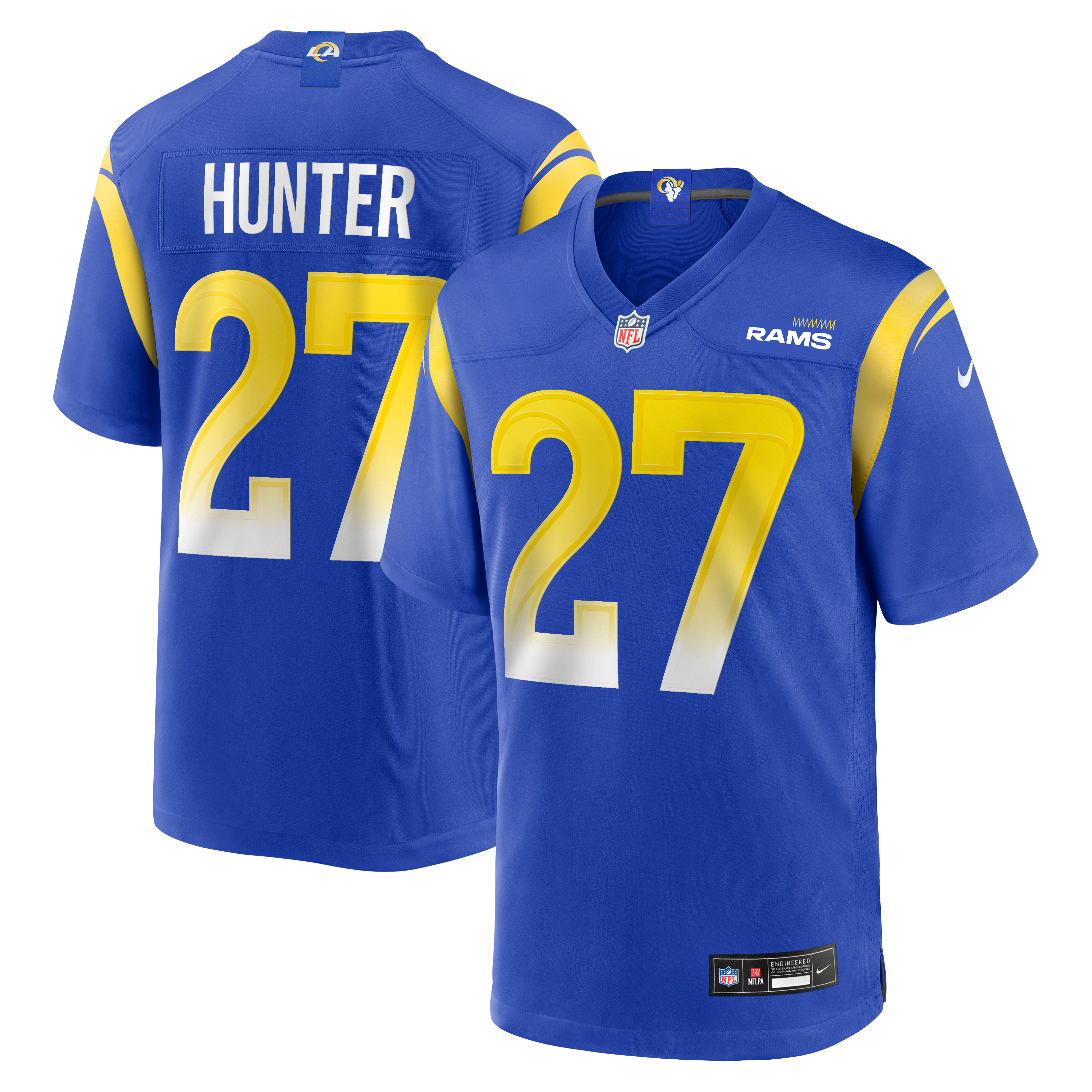 Jarquez Hunter Los Angeles Rams Game Jersey Royal NFL Football Fan Wear