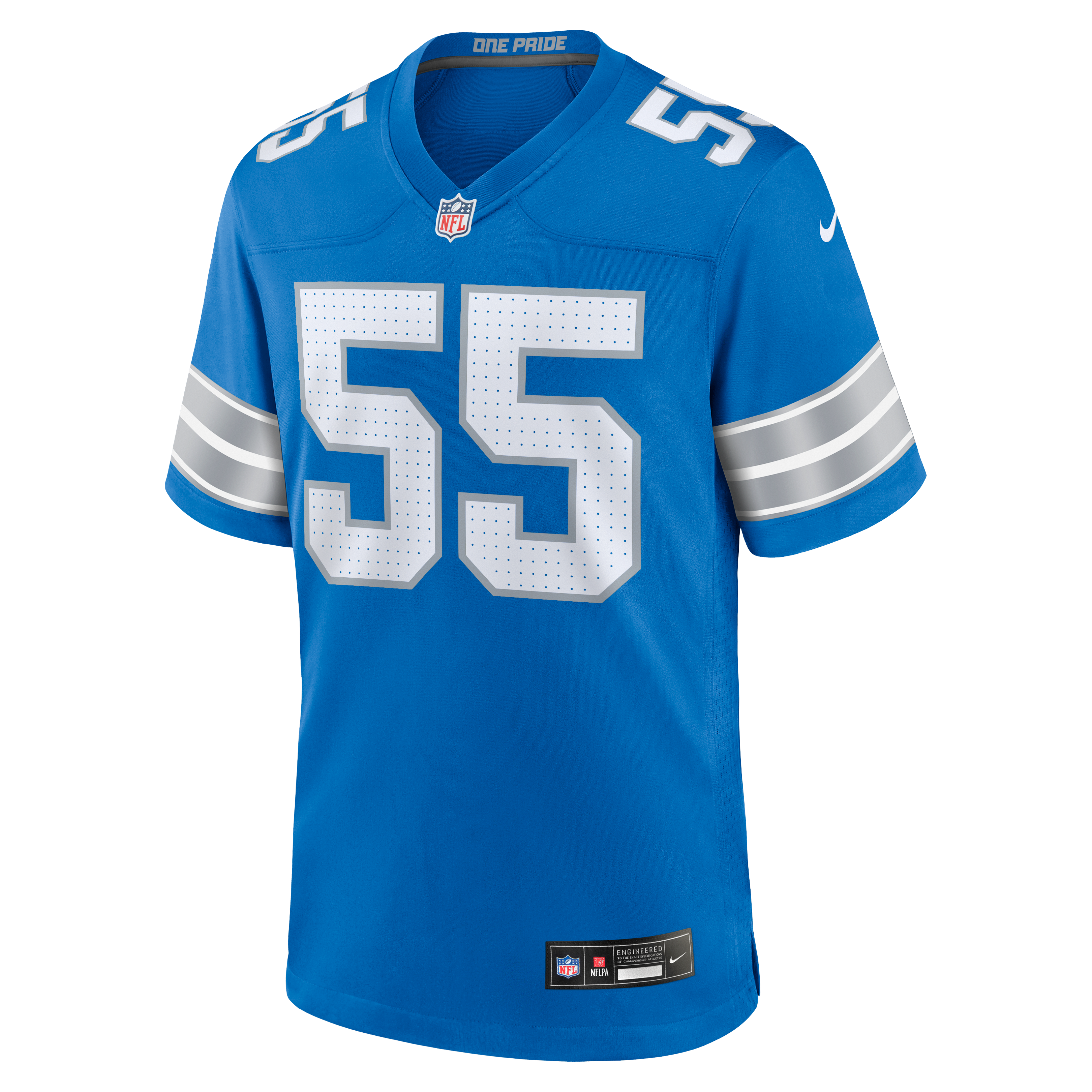 Derrick Barnes Detroit Lions Game Jersey Blue NFL Football Fan Wear