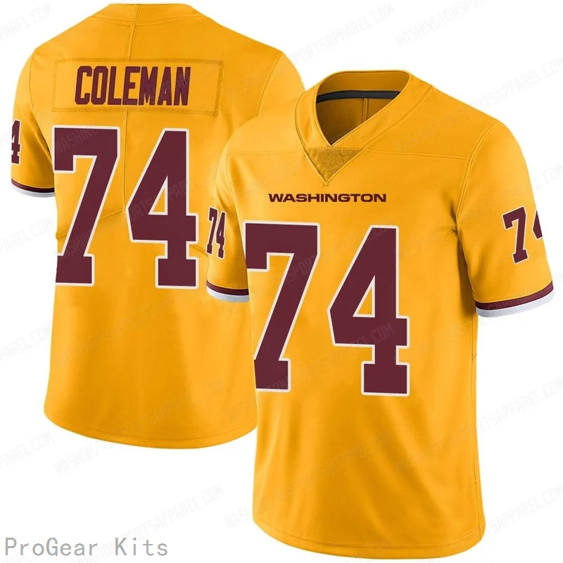 Brandon Coleman Rush Washington Commanders Jersey No.74 Gold NFL Football Fan Wear