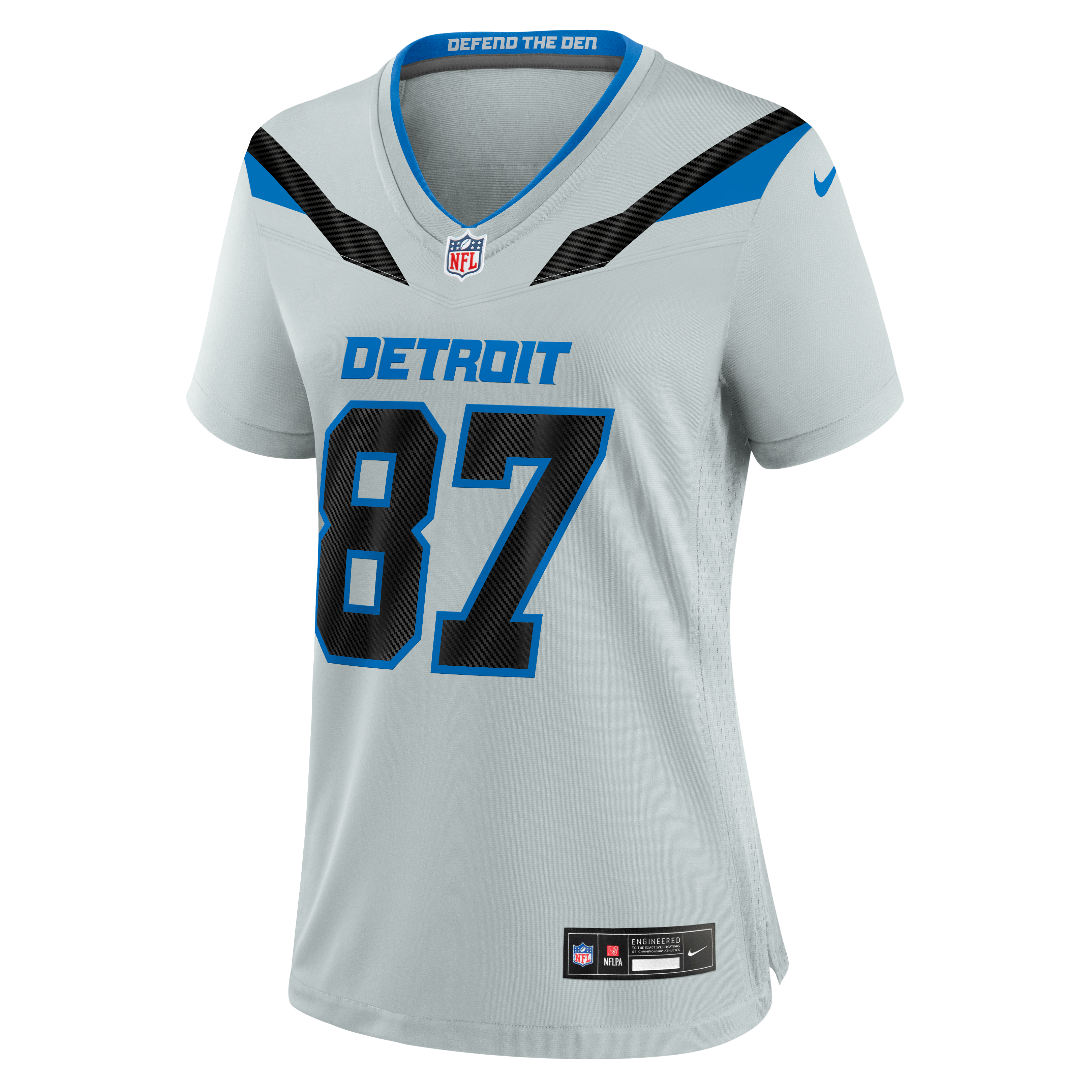 Sam LaPorta Detroit Lions Game Jersey Silver NFL Football Fan Wear Sam LaPorta