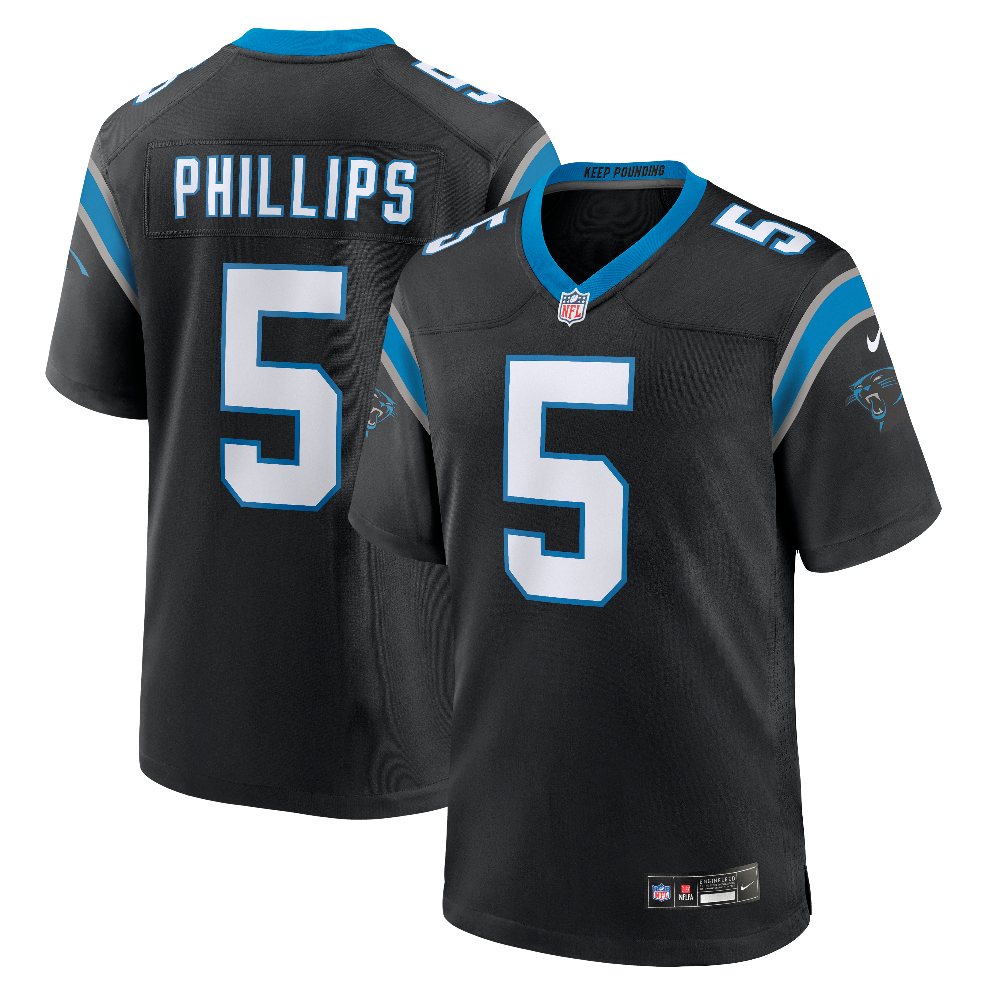 Jaelan Phillips Carolina Panthers Game Jersey Black NFL Football Fan Wear Jaelan Phillips