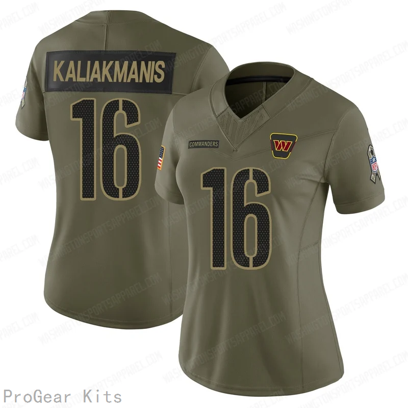 Athan Kaliakmanis Washington Commanders Jersey No.16 Olive NFL Football Fan Wear Athan Kaliakmanis