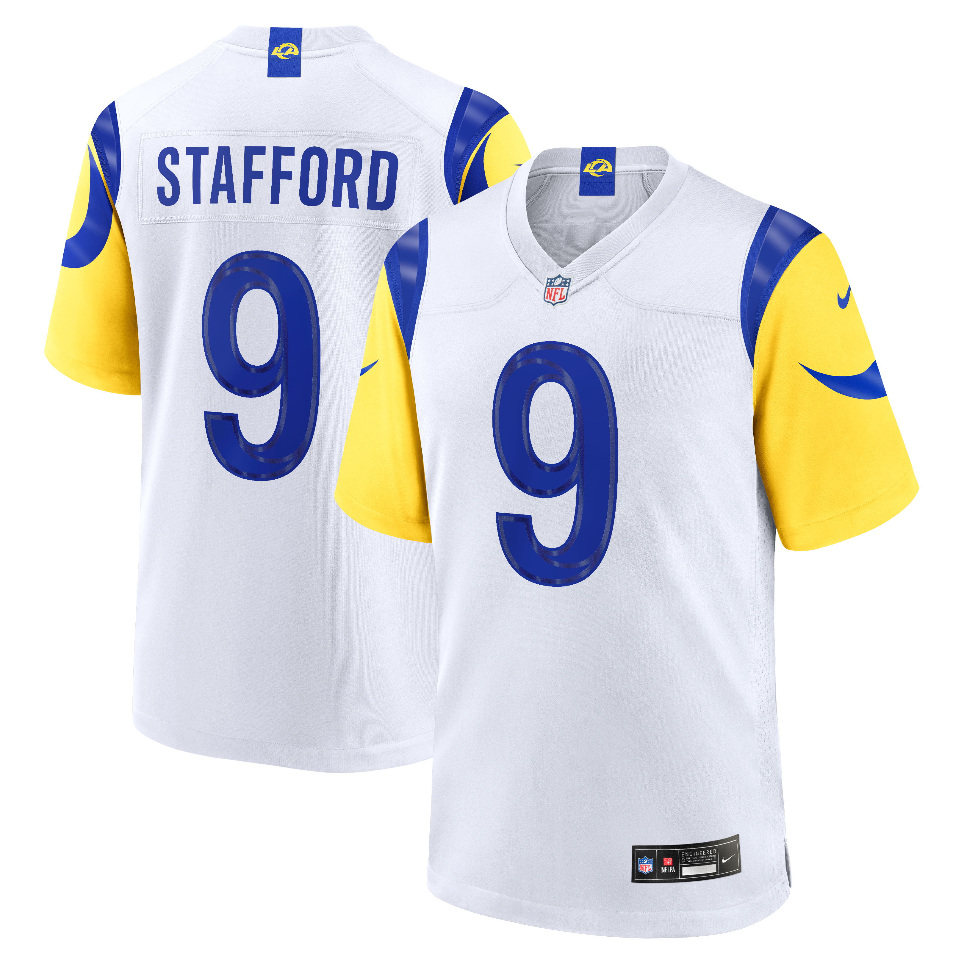 Matthew Stafford Los Angeles Rams Player Jersey White NFL Football Fan Wear Matthew Stafford