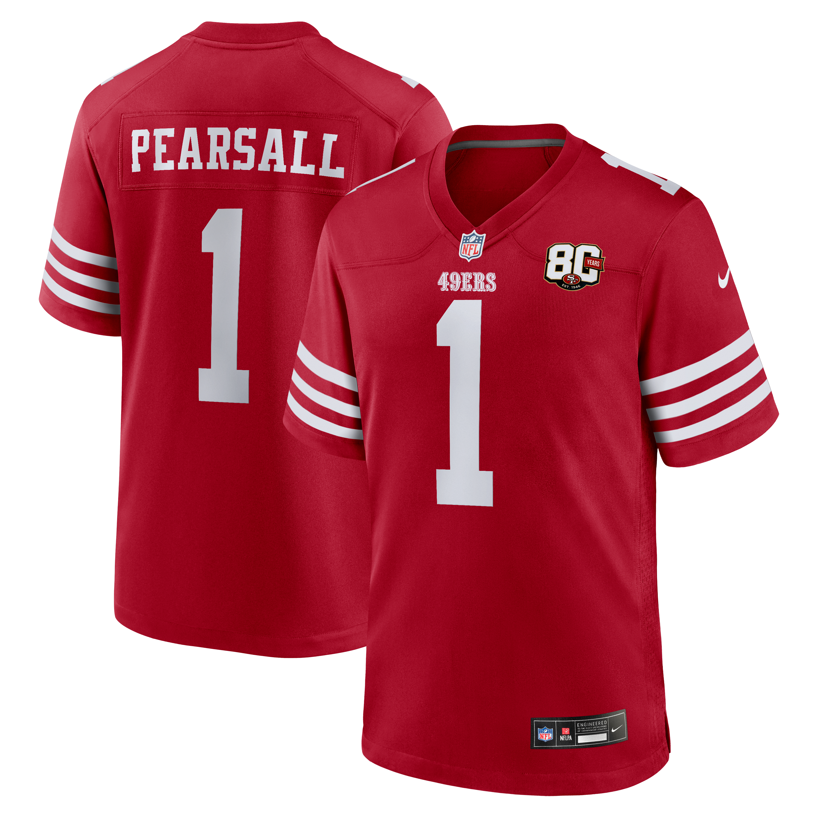 Ricky Pearsall San Francisco 49ers Game Jersey Scarlet NFL Football Fan Wear