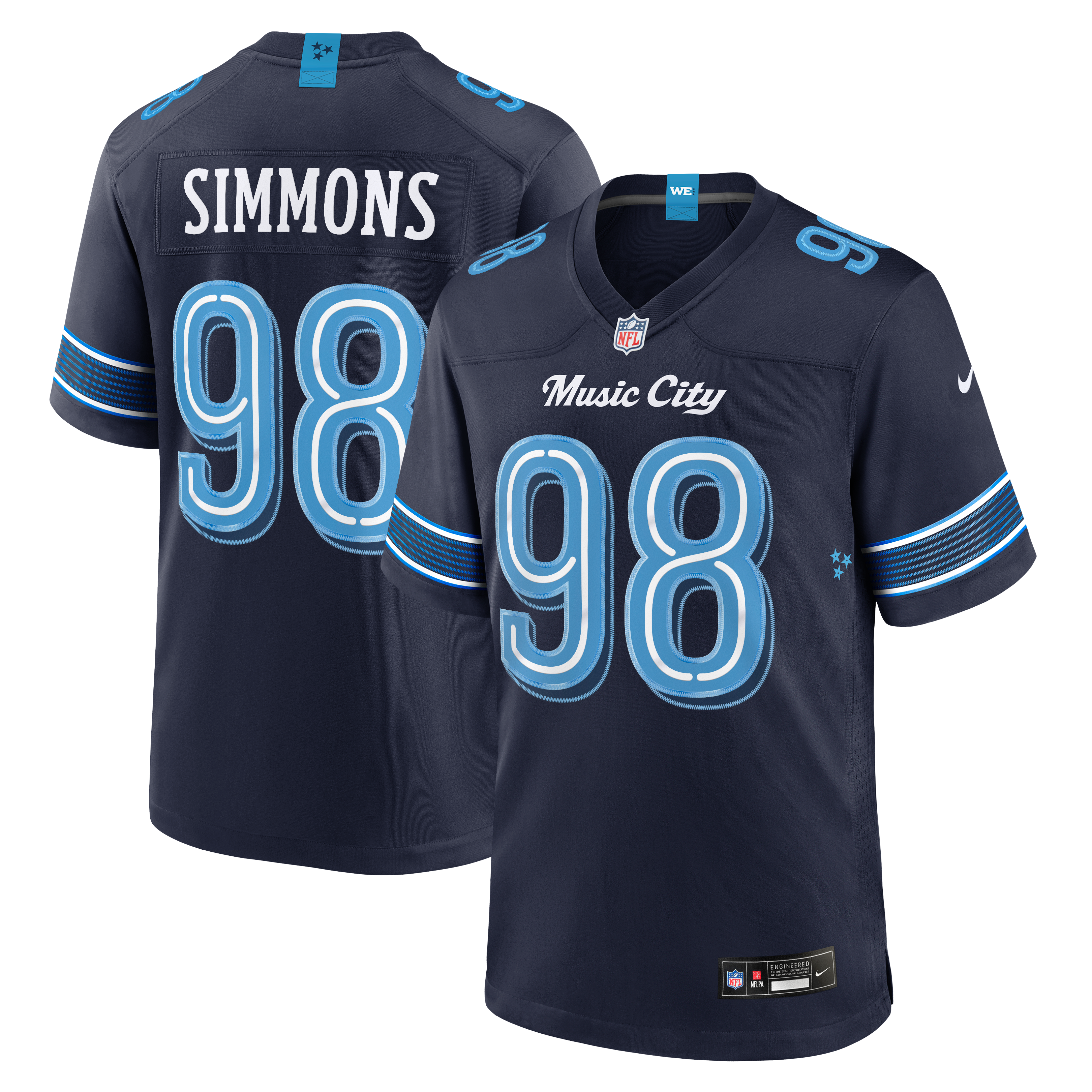 Jeffery Simmons Tennessee Titans Game Jersey Navy NFL Football Fan Wear