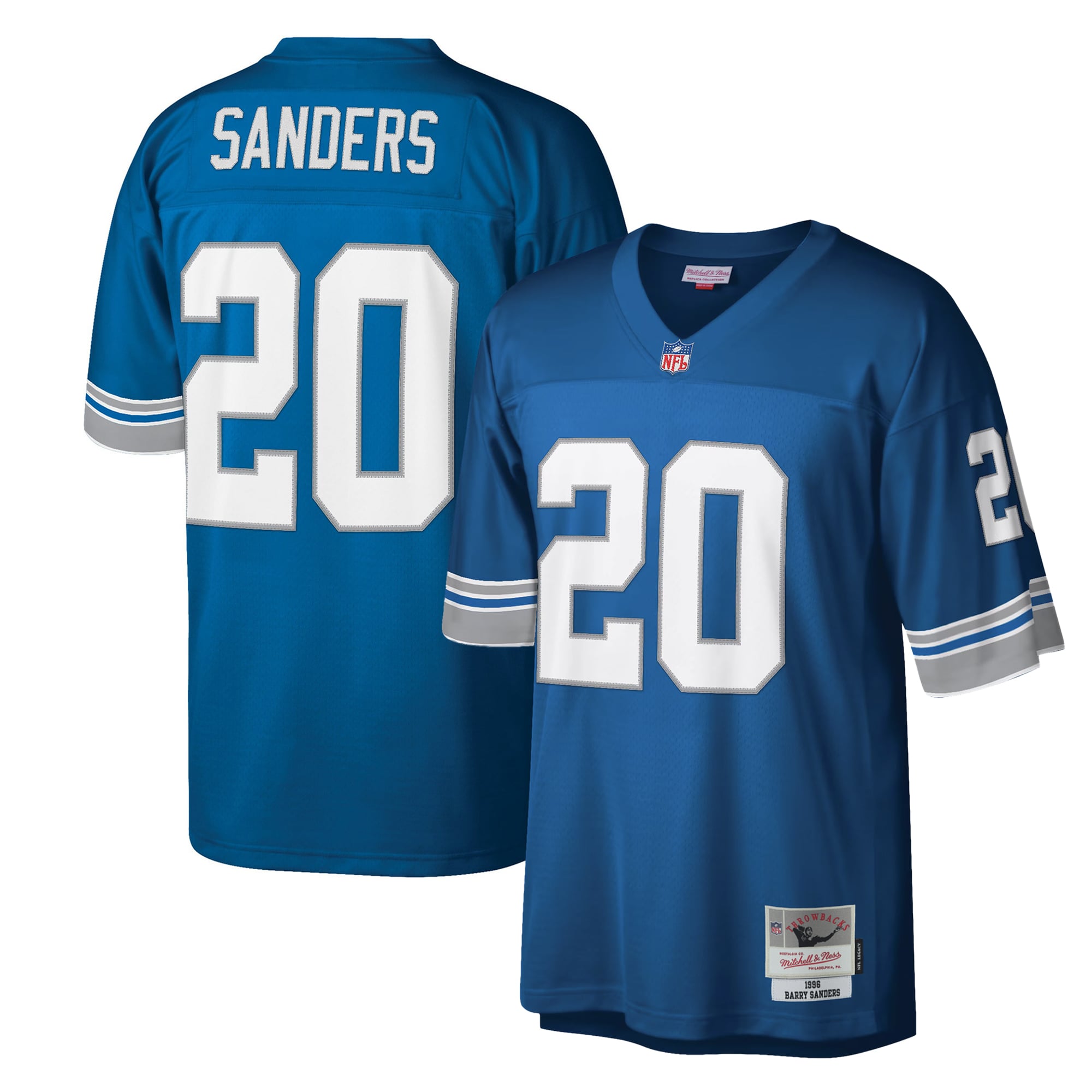 Barry Sanders Detroit Lions Replica Jersey Blue NFL Football Fan Wear