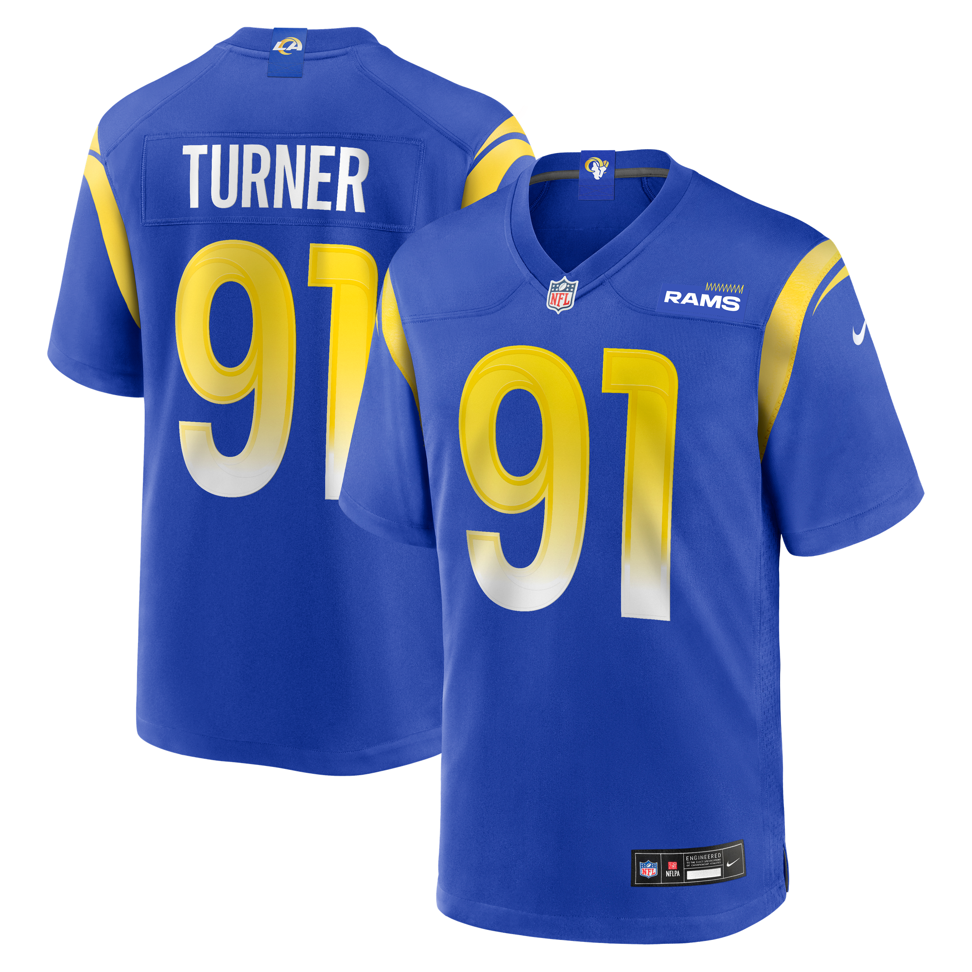 Kobie Turner Los Angeles Rams Game Jersey Royal NFL Football Fan Wear Kobie Turner