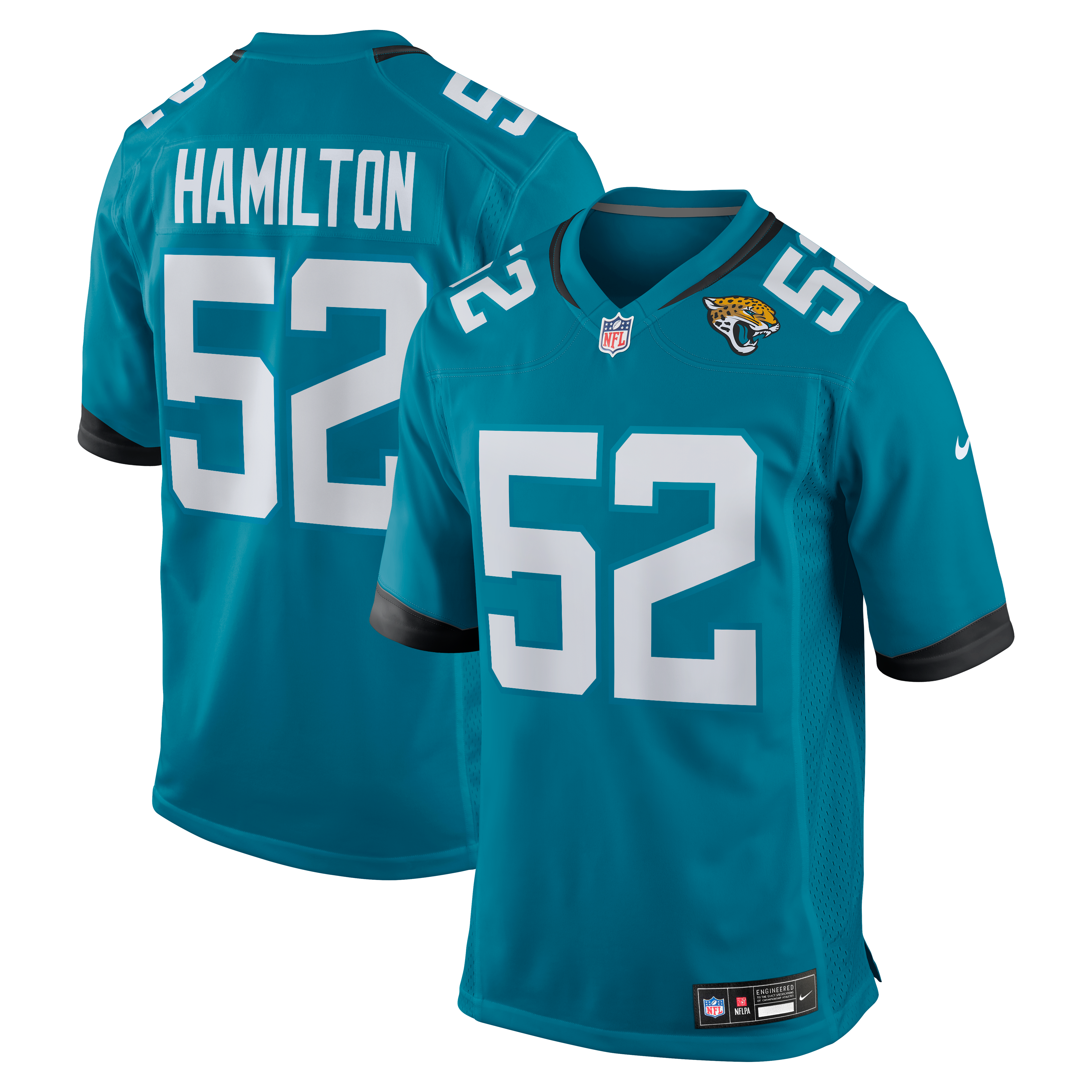 DaVon Hamilton Jacksonville Jaguars Game Jersey Teal NFL Football Fan Wear