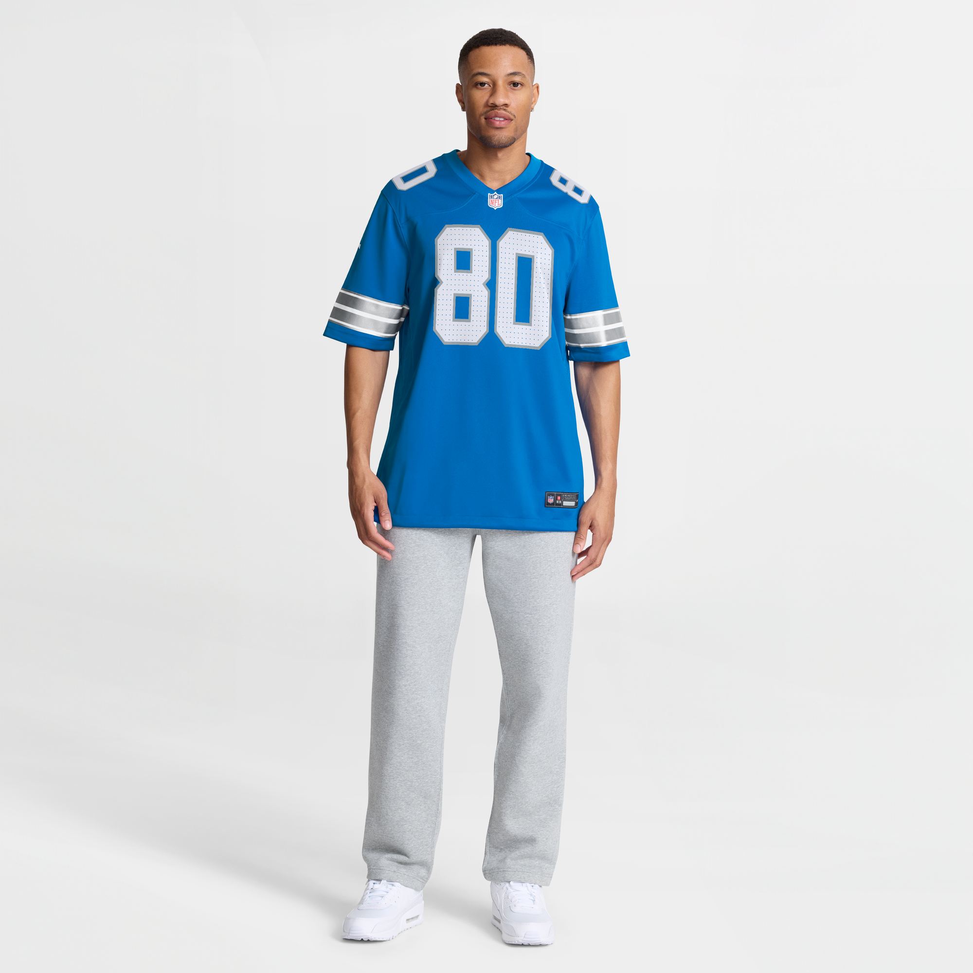 Malik Cunningham Detroit Lions Game Jersey Blue NFL Football Fan Wear
