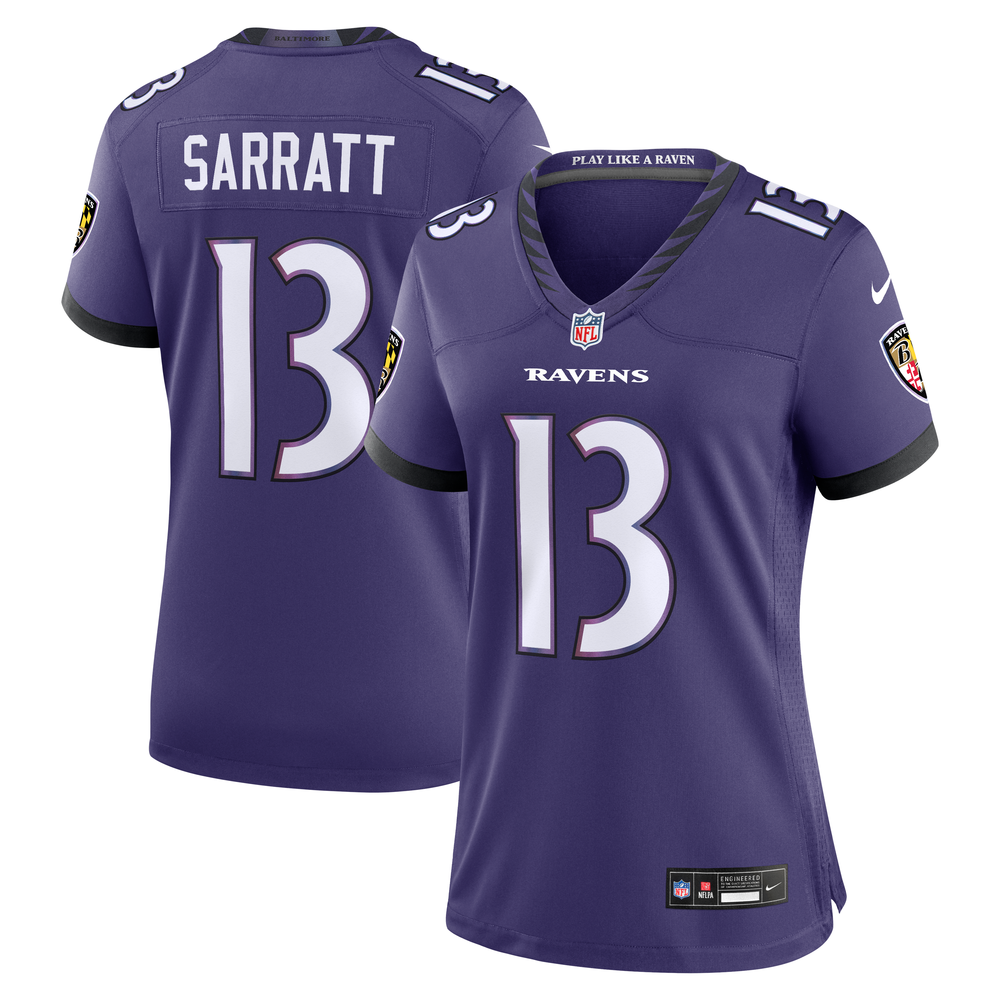 Elijah Sarratt Baltimore Ravens Game Jersey Purple NFL Football Fan Wear