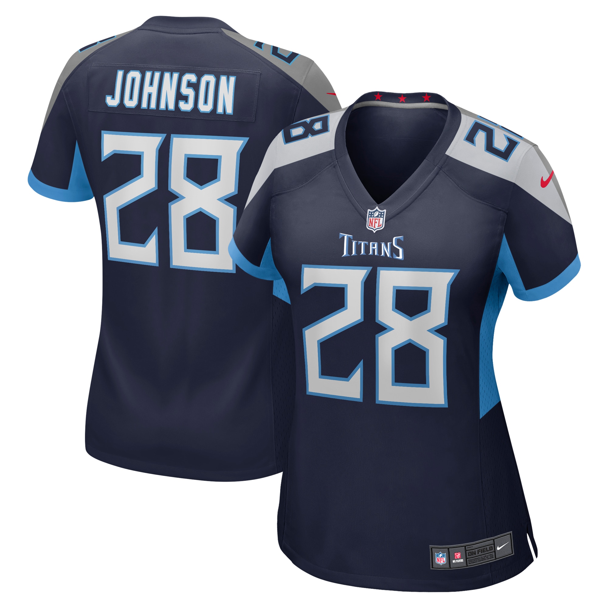 Chris Johnson Retired Tennessee Titans Game Jersey Navy NFL Football Fan Wear