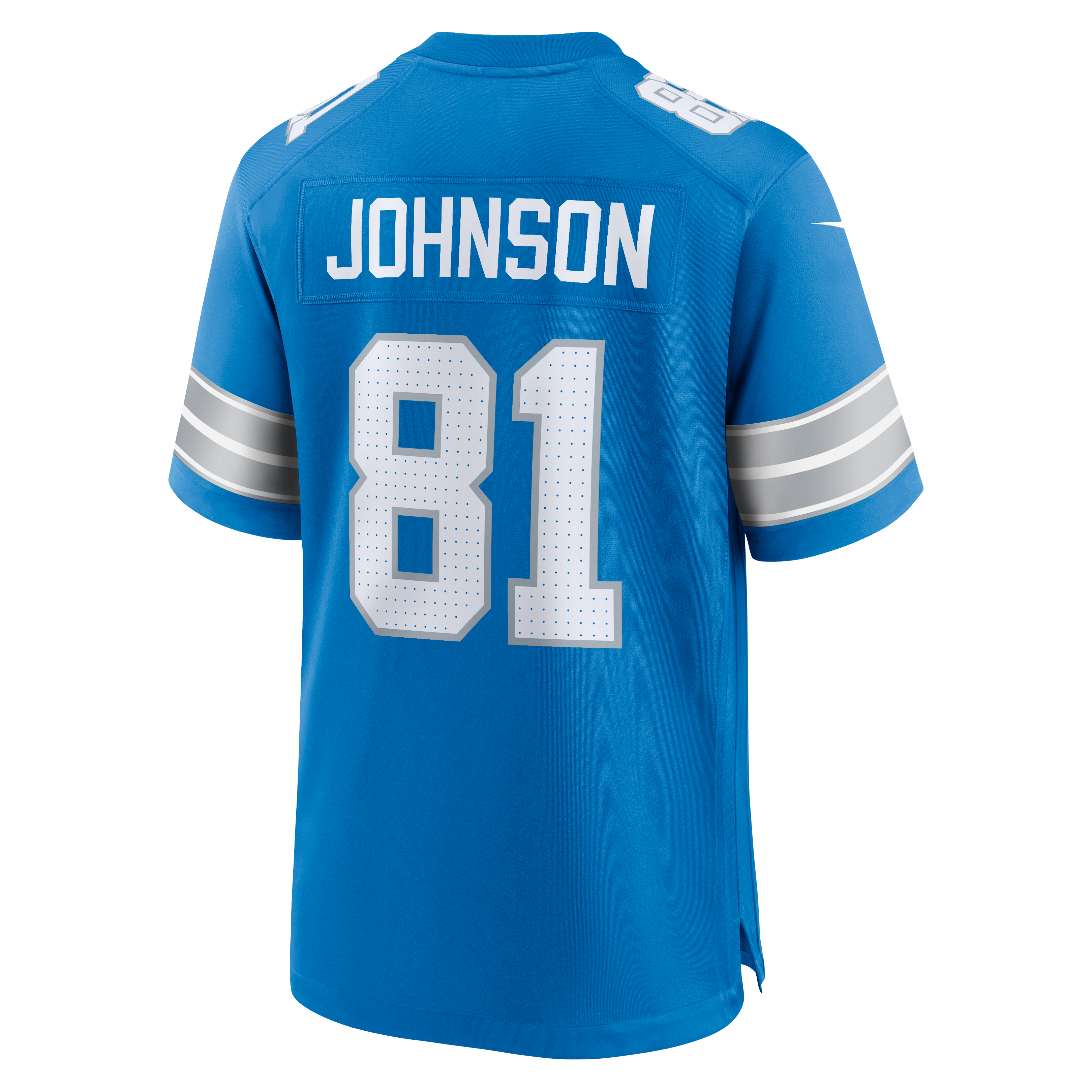 Calvin Johnson Retired Detroit Lions Game Jersey Blue NFL Football Fan Wear Calvin Johnson Retired