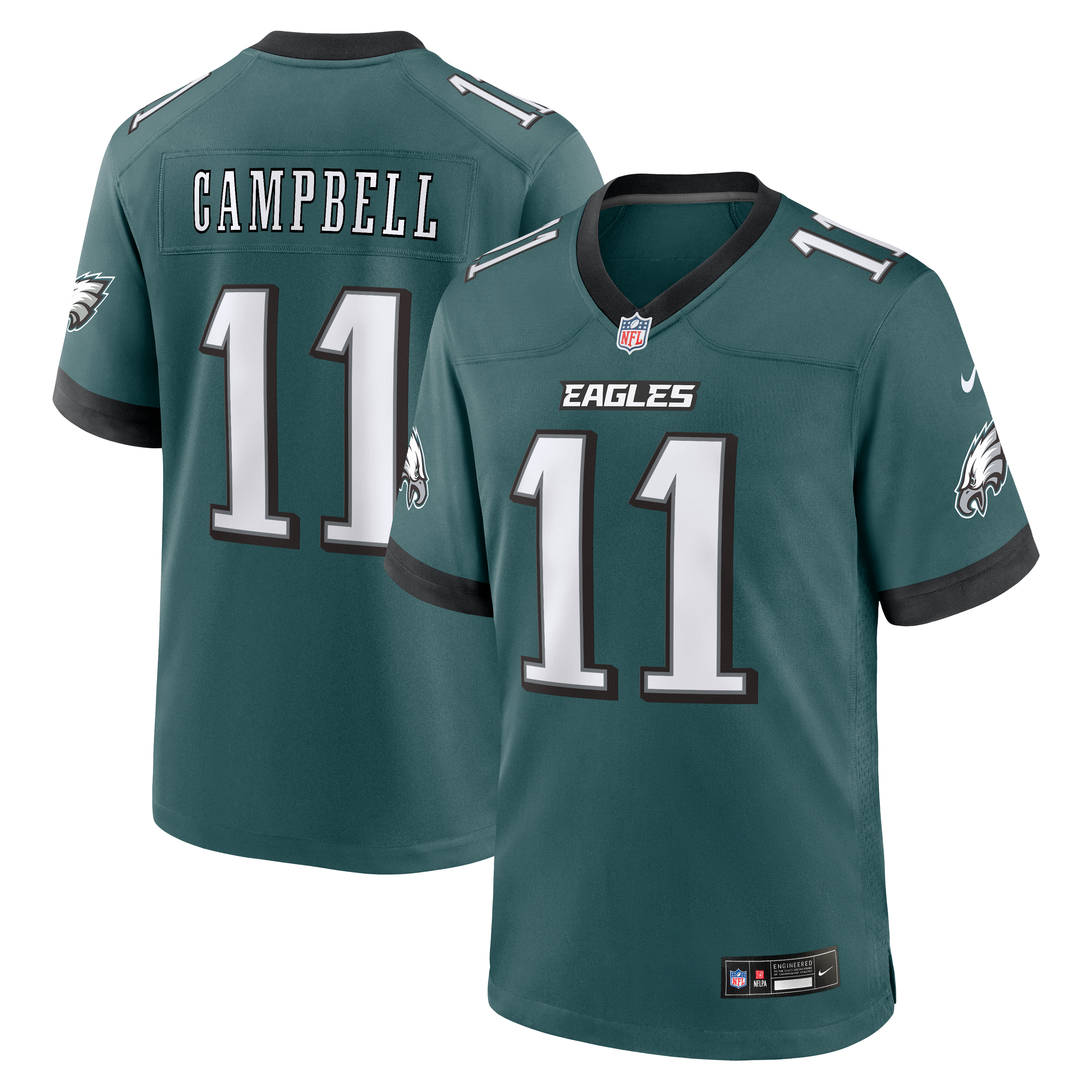 Jihaad Campbell Philadelphia Eagles Game Jersey Midnight NFL Football Fan Wear Jihaad Campbell
