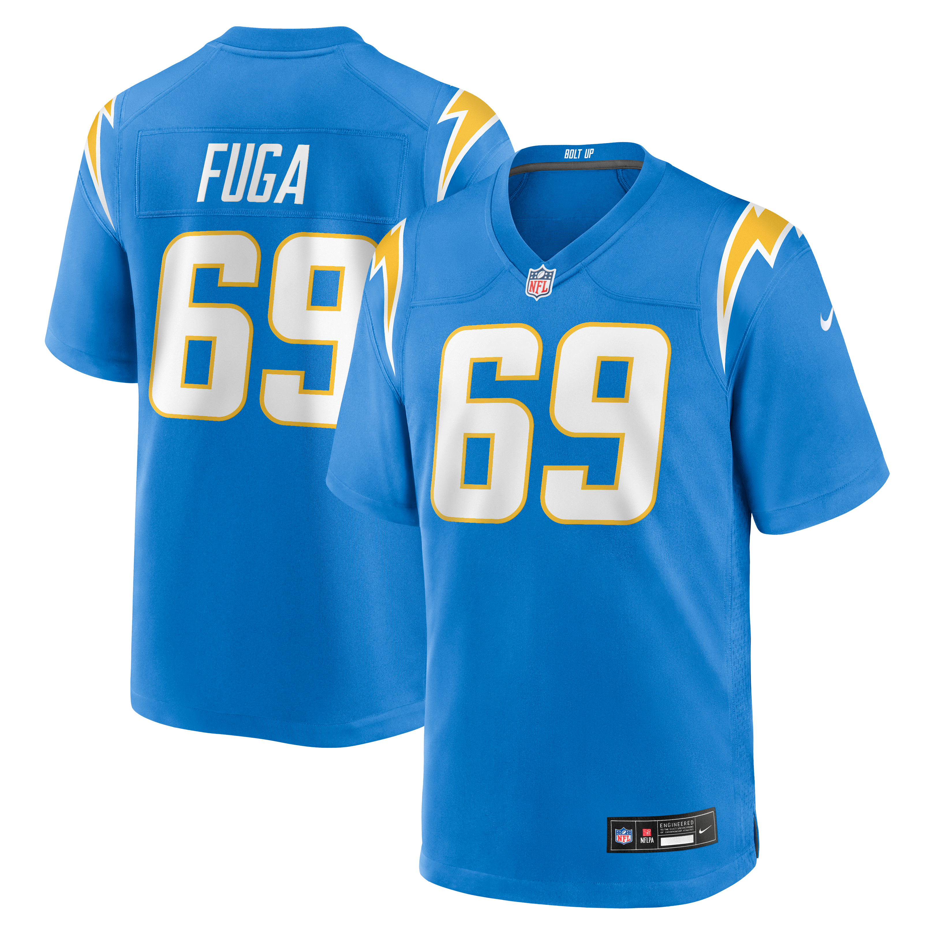 Josh Fuga Los Angeles Chargers Game Jersey Powder Blue NFL Football Fan Wear