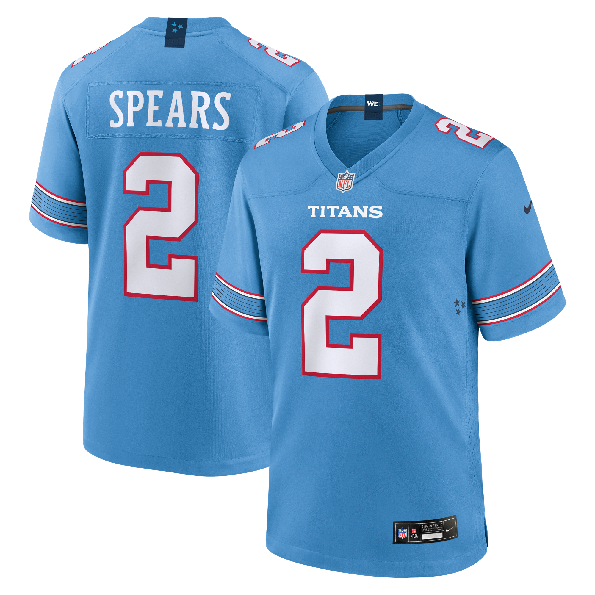 Tyjae Spears Tennessee Titans Game Jersey Light Blue NFL Football Fan Wear