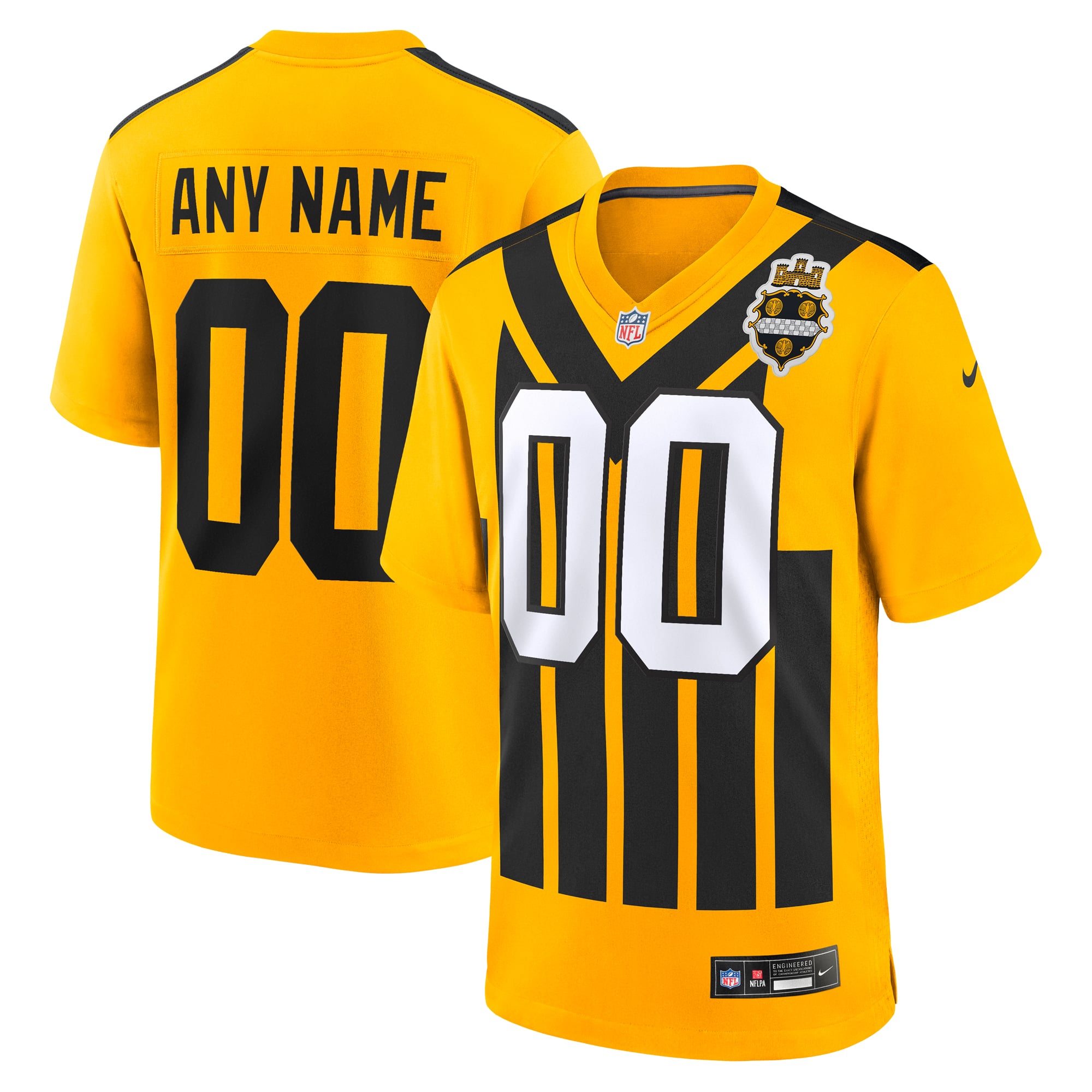 Pittsburgh Steelers Alternate Jersey Gold NFL Football Fan Wear Custom Number