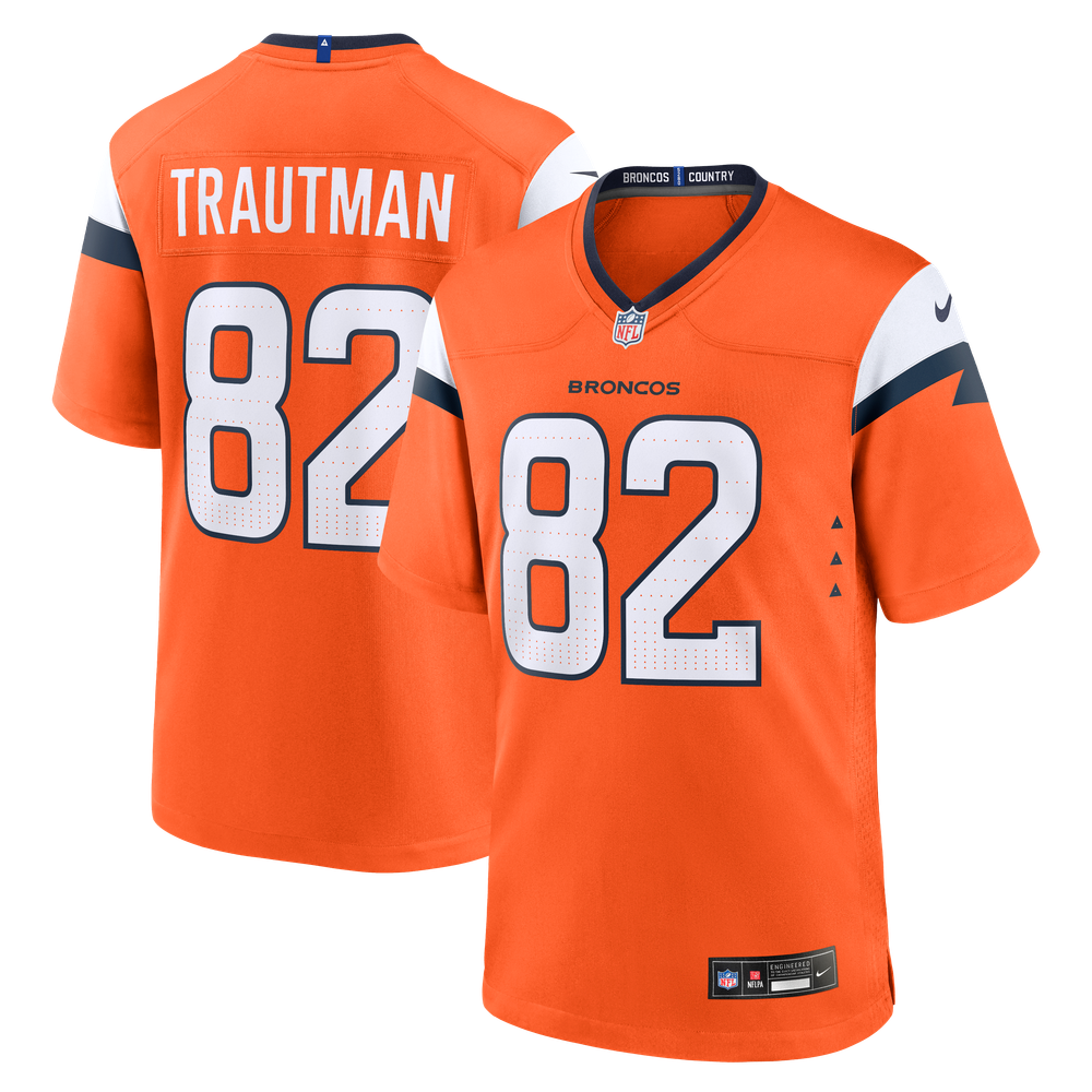 Adam Trautman Denver Broncos Game Jersey Orange NFL Football Fan Wear Adam Trautman