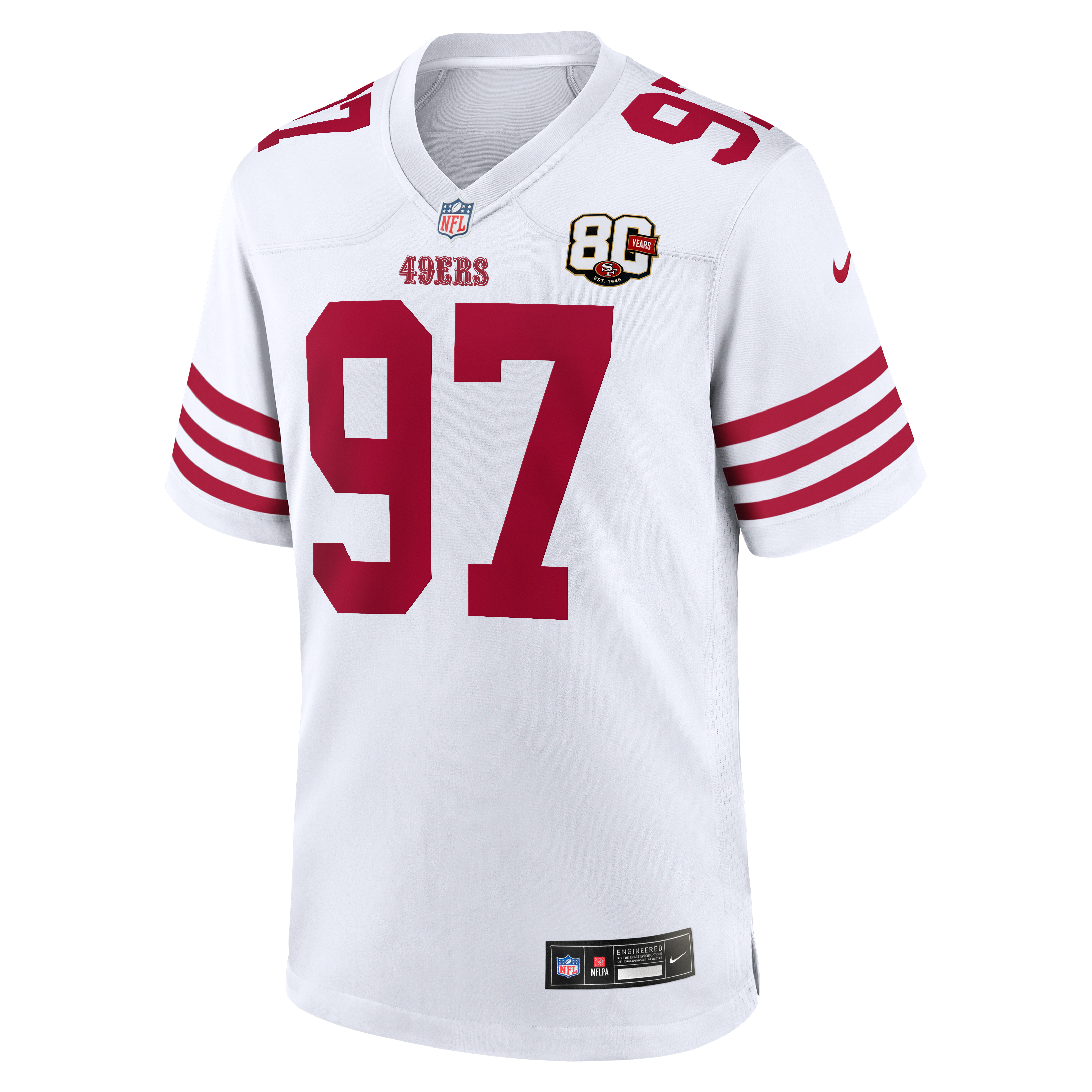 Nick Bosa San Francisco 49ers Player Jersey White NFL Football Fan Wear Nick Bosa