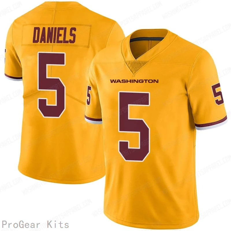 Jayden Daniels Rush Washington Commanders Jersey No.5 Gold NFL Football Fan Wear