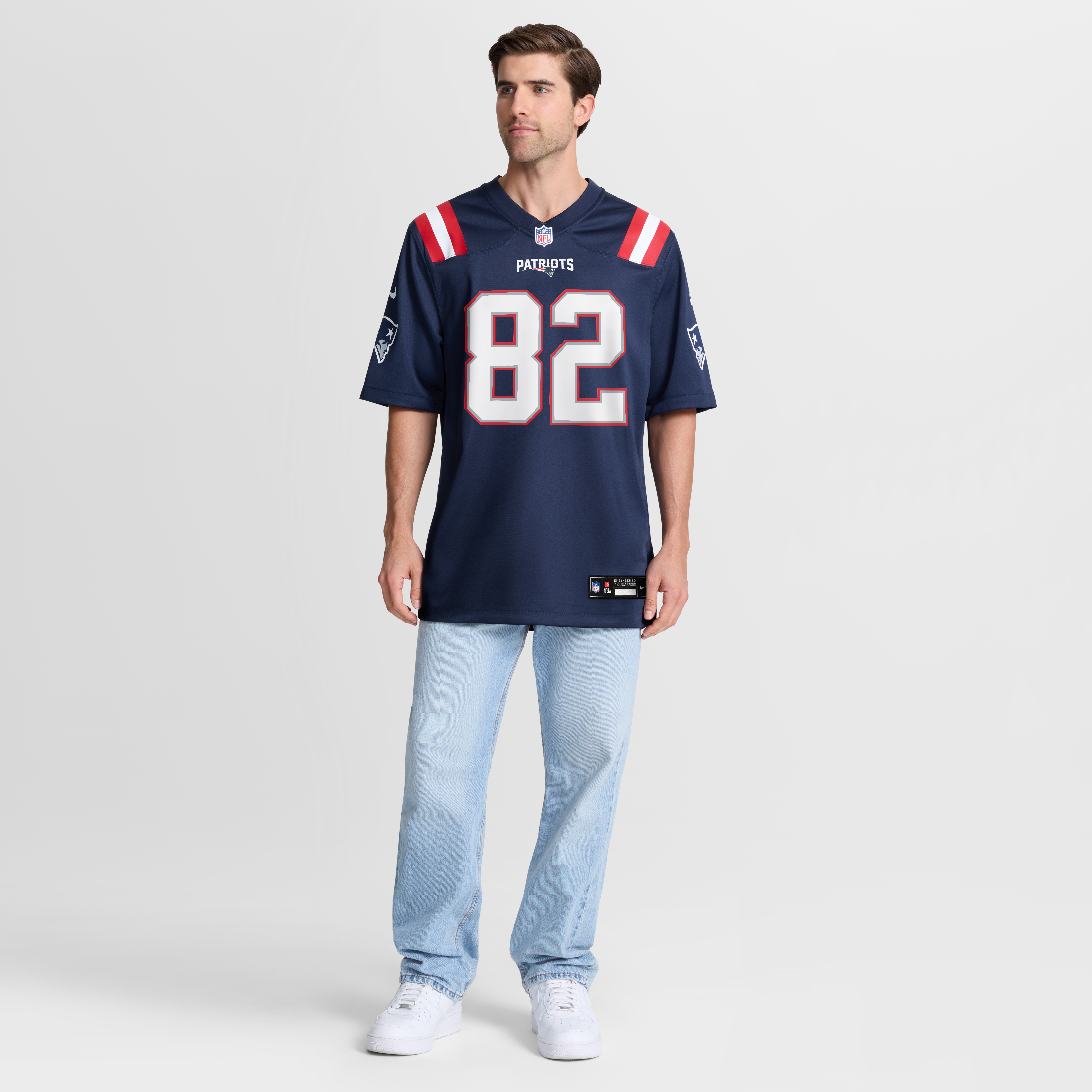 Eli Raridon New England Patriots Game Jersey Navy NFL Football Fan Wear Eli Raridon