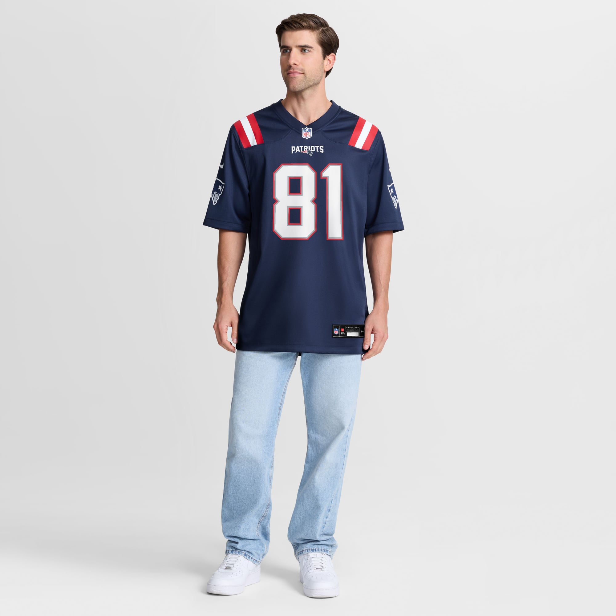 CJ Dippre New England Patriots Game Jersey Navy NFL Football Fan Wear