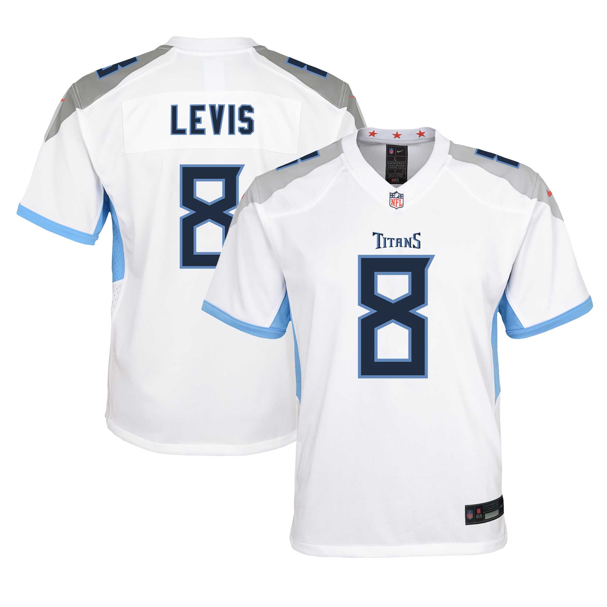 Will Levis Tennessee Titans Game Jersey White NFL Football Fan Wear Will Levis