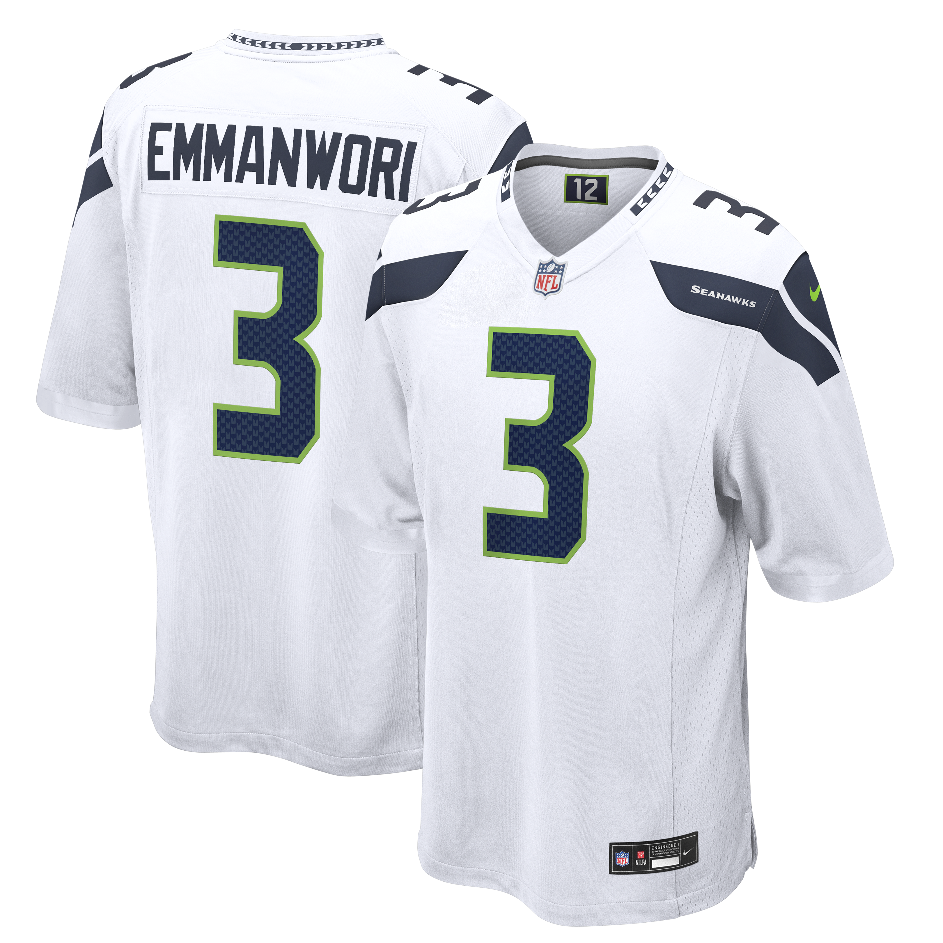 Nick Emmanwori Seattle Seahawks Game Jersey White NFL Football Fan Wear