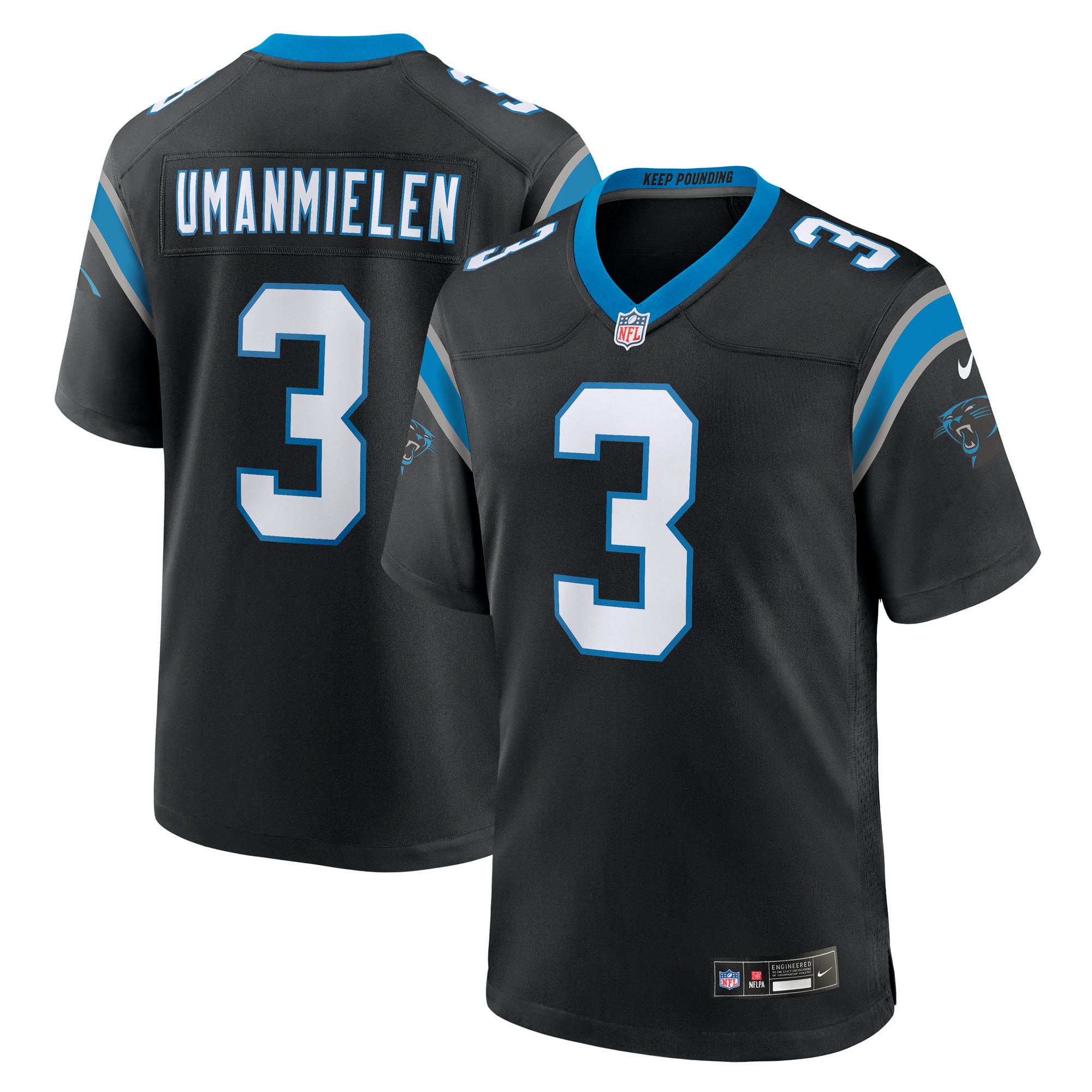 Princely Umanmielen Carolina Panthers Game Jersey Black NFL Football Fan Wear