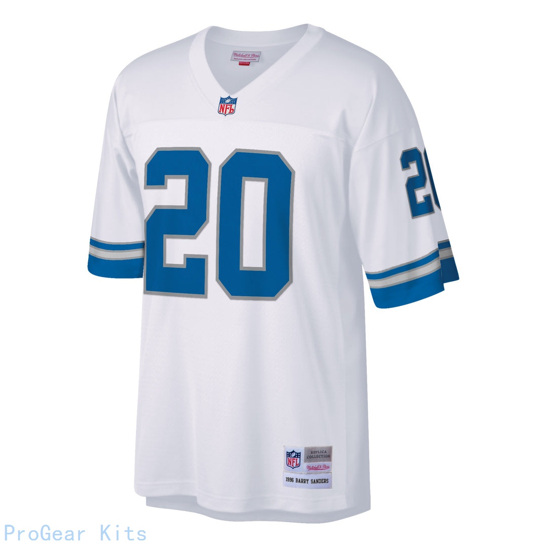 Barry Sanders Mitchell Detroit Lions Replica Jersey White NFL Football Fan Wear Barry Sanders Mitchell